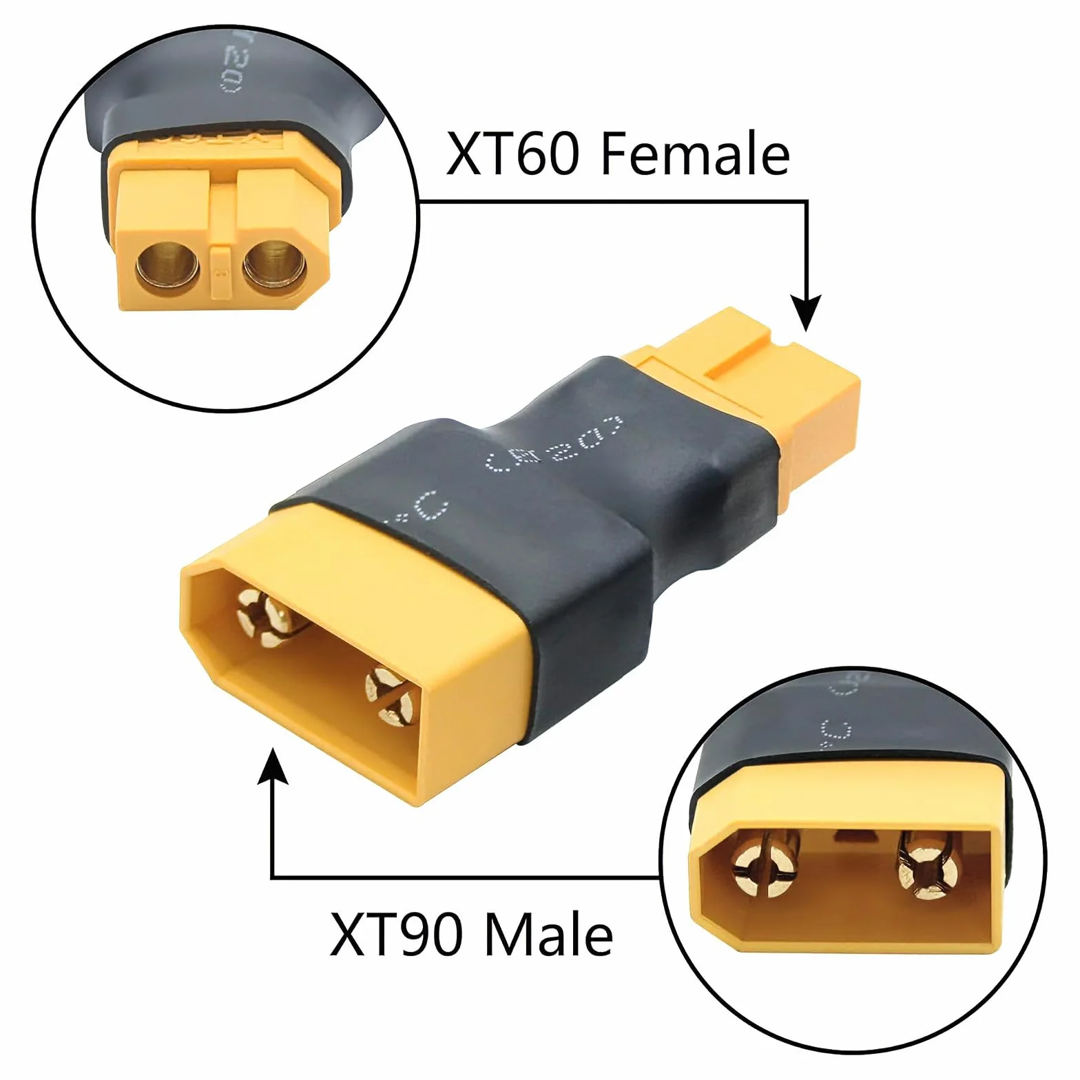 Powice 2 sztuki XT90 do XT60 adapter wtyczki, XT90 wtyczka do gniazda XT60