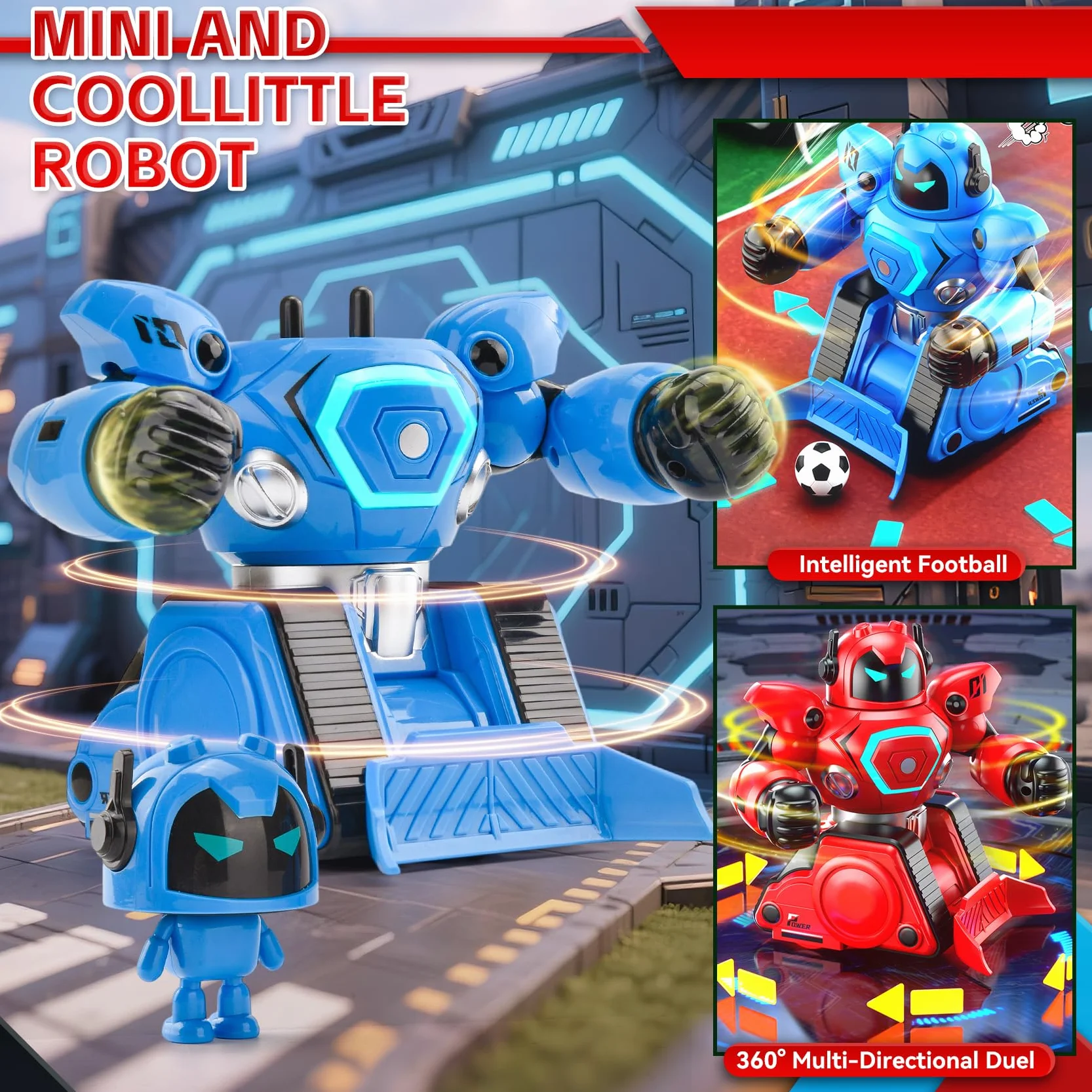 Zdalnie sterowany robot bojowy RC z trybem pojedynku i piłki nożnej, światłami i dźwiękami, ładowalny, prezent dla dzieci 6+