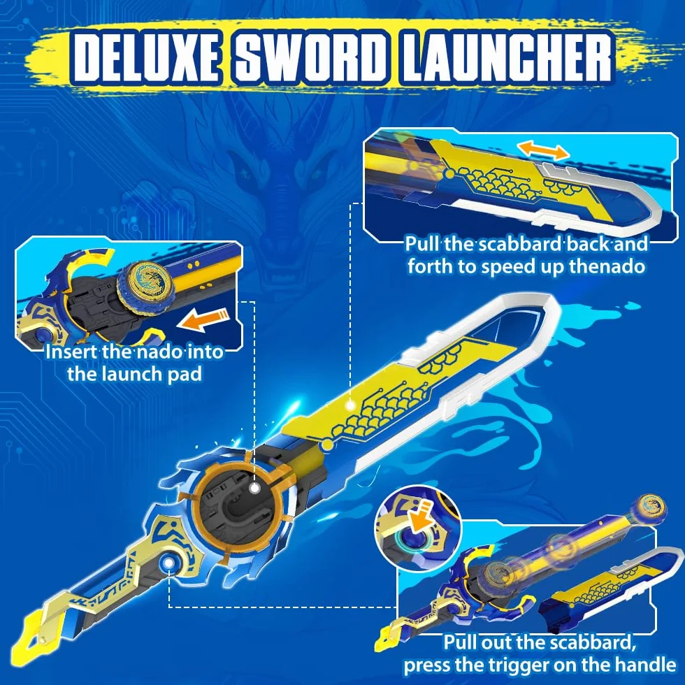 Infinity Nado Beyblade Nado Spinning Top, metalowa zabawka dla chłopców od 5 lat, seria Split – Sacred Shield Double Dragon S