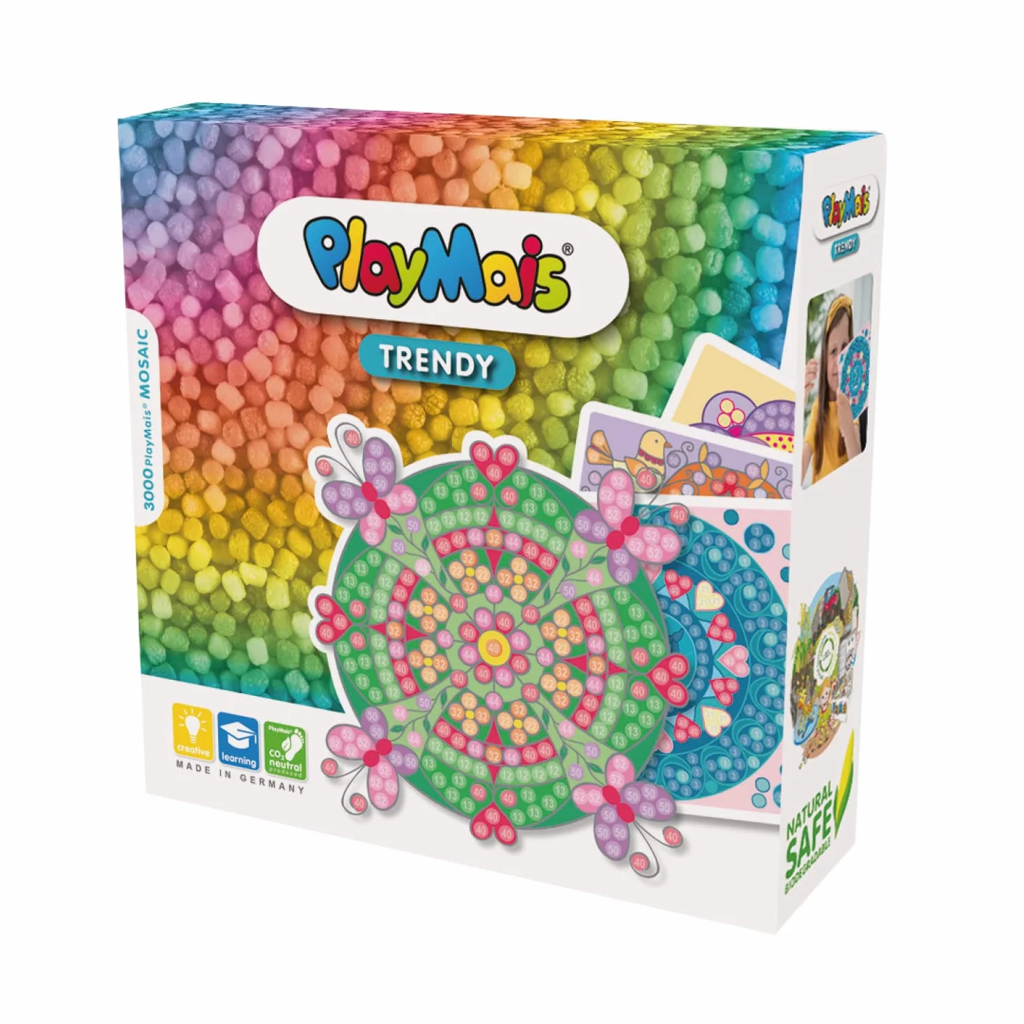 PlayMais TRENDY mozaika mandala kreatywny zestaw do majsterkowania dla dzieci od 6 lat, ponad 3000 sztuk i 6 samoprzylepnych obrazów mozaikowych z mandalami, wspiera kreatywność i motorykę motoryczną,