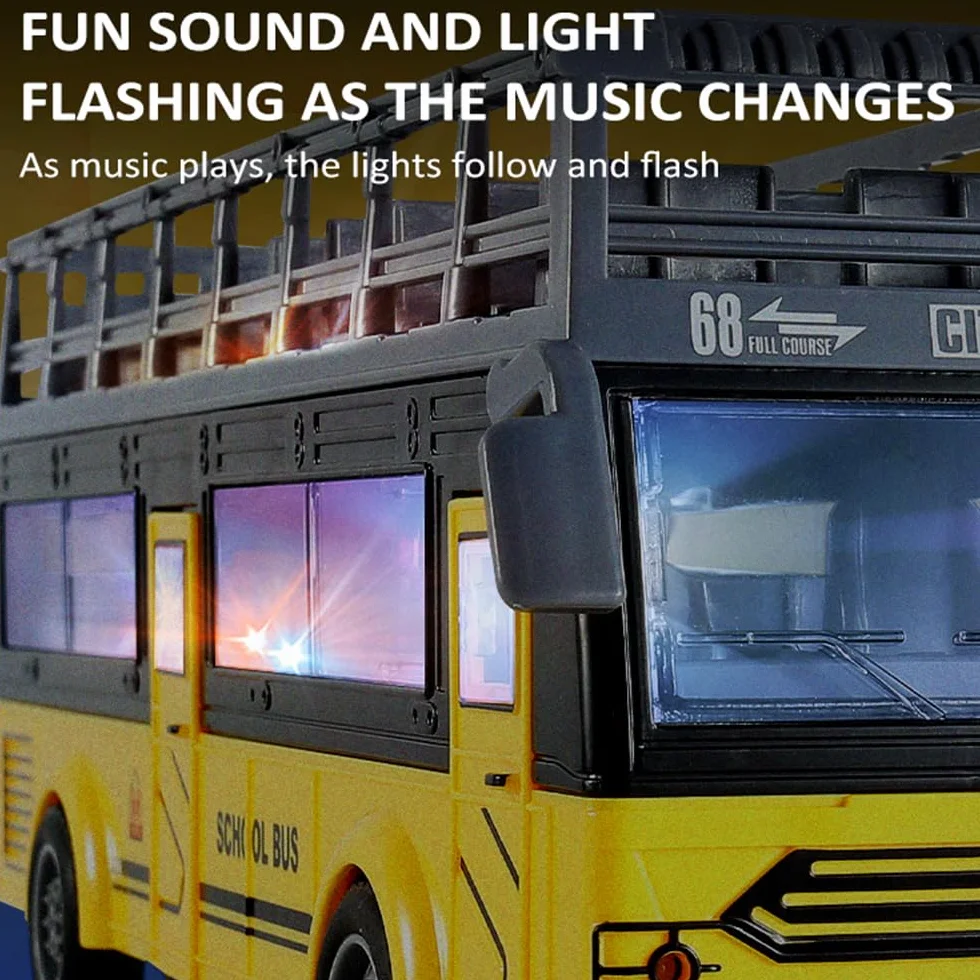 Autobus zdalnie sterowany, RC Bus 1/30 4CH zdalnie sterowany samochód z lekką muzyką, otwierane drzwi, autobus zabawka interakcji rodzic-dziecko
