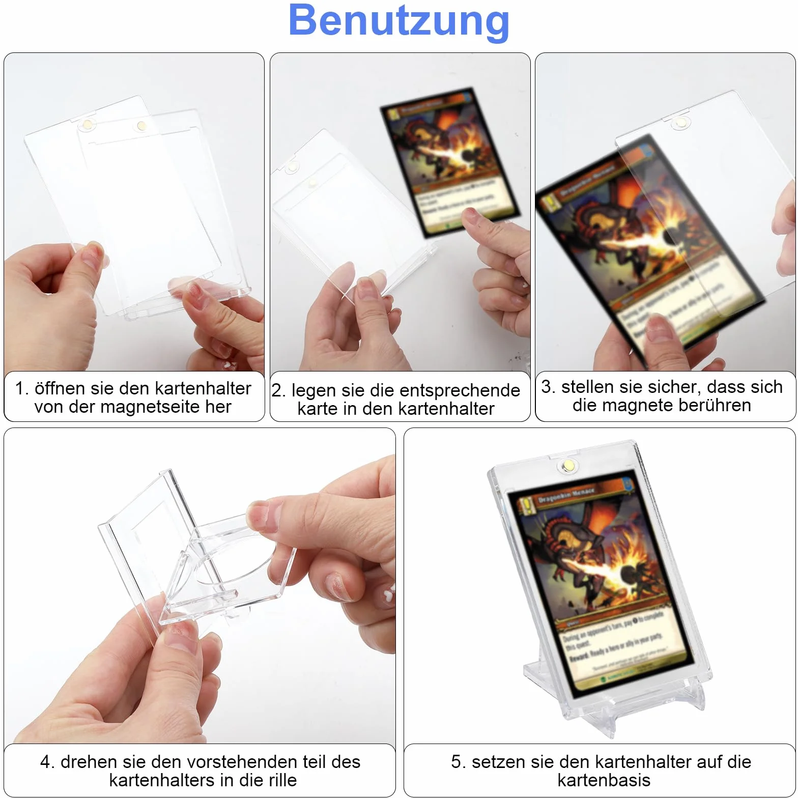8 sztuk magnetycznych uchwytów na karty, karty kolekcjonerskie, UV, etui na karty do gry, 35 PT, z 6 stojakami na karty, karty handlowe na Pokemony, Yugioh, Magic, TCG, MTG, kolekcja kart
