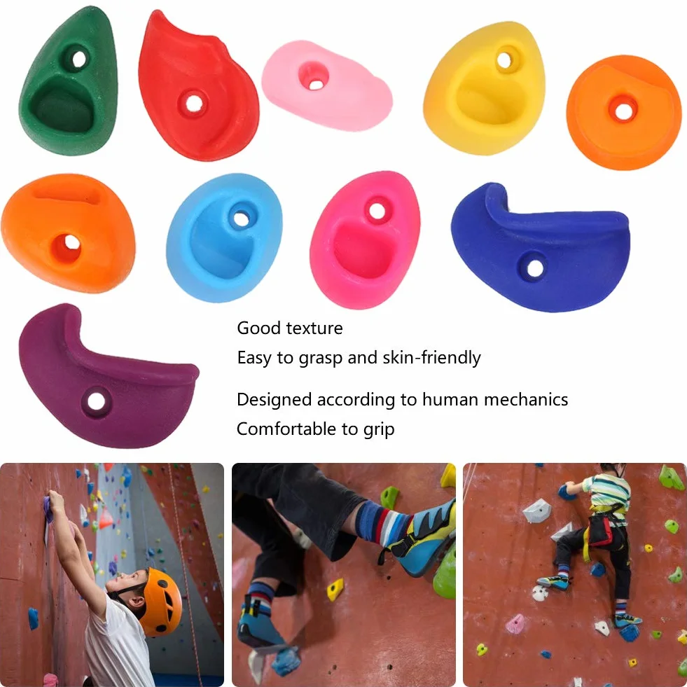 Alomejor 10 szt. wspinaczka pomieści dzieci wielokolorowe kamienie wspinaczkowe zestaw ze śrubami do własnoręcznego wykonania kamiennej ściany (M)