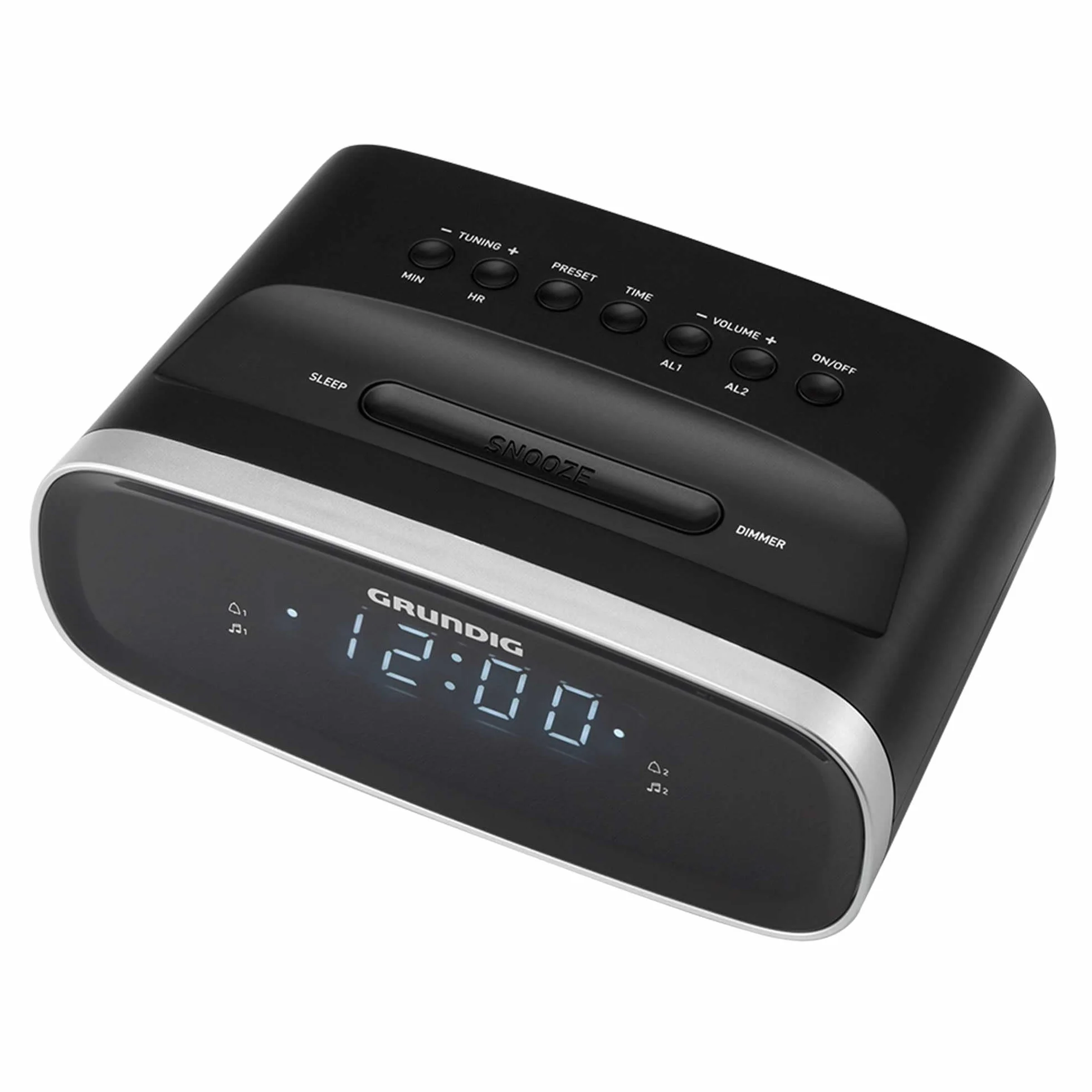 GRUNDIG Sonoclock 1100 budzik z funkcją radia, tuner FM, funkcja budzika, funkcja zasypiania, funkcja drzemki, sygnał alarmowy, wyświetlacz LED, czarny