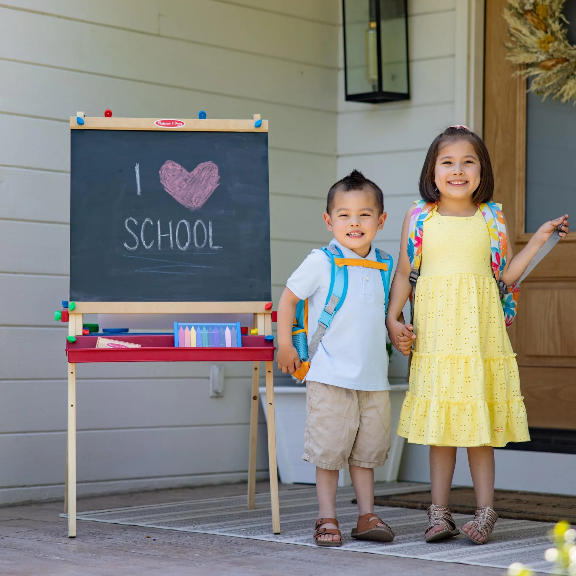 Melissa & Doug Luksusowa stojąca sztaluga, sztuka i rzemiosło - akcesoria artystyczne 3+, prezent dla chłopca lub dziewczynki