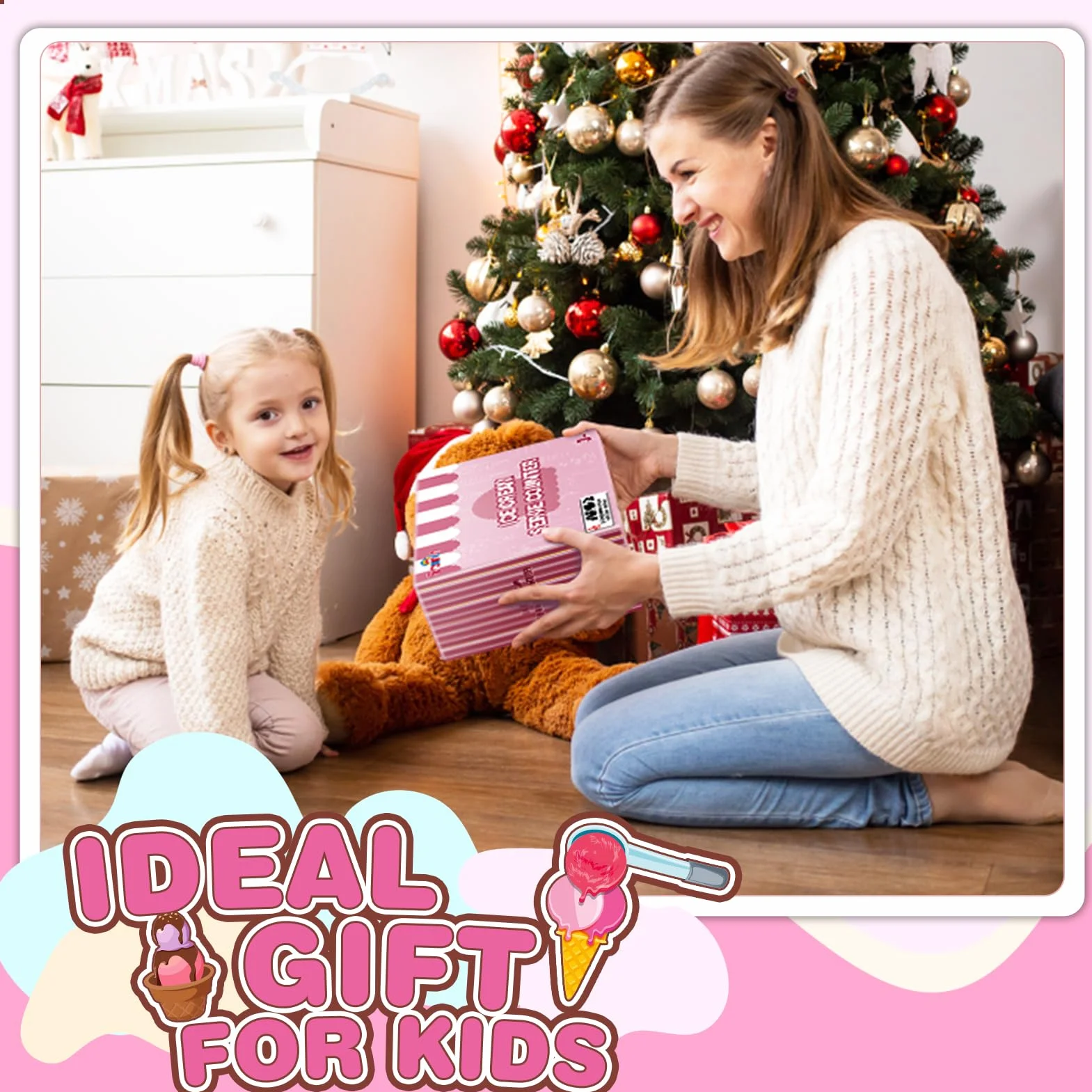 Dreamon Drewniany zestaw lodów 46 szt. dla dzieci do odgrywania ról