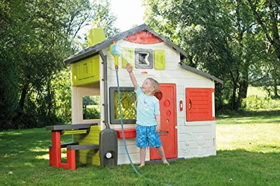 Smoby 7600810914-3-w-1 Prysznic ogrodowy - przede wszystkim prysznicem ogrodowym 3 w 1 dla wszystkich lamp z daszkiem Wyprodukowano we Francji, Od 2 lat