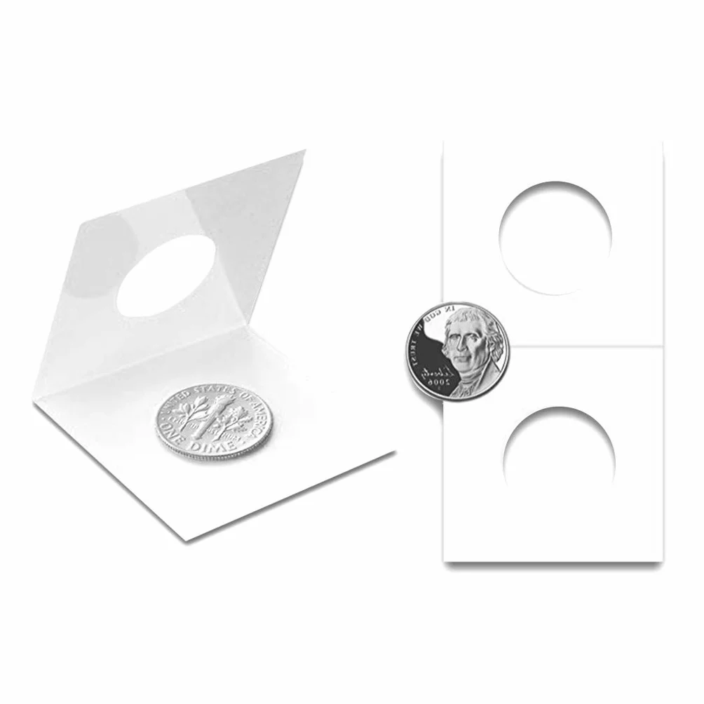 Klapki na monety – 50 szt. uchwytów kartonowych 27,5 mm do kieszeni 5 x 5 cm CS07275