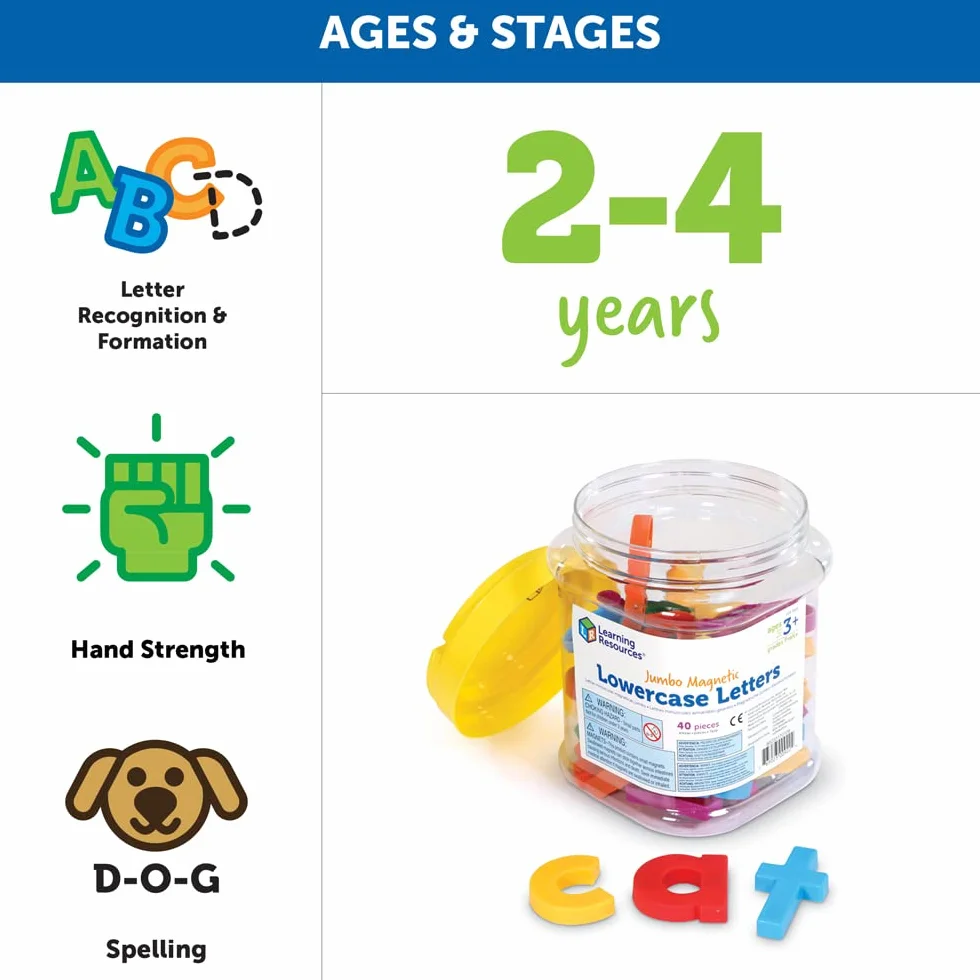 Learning Resources Jumbo Magnetyczny Male litery Listy 40-Kawałek Zestaw