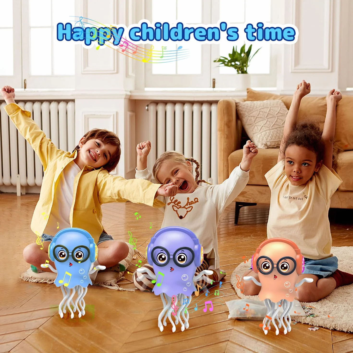 Zabawka dla niemowląt Tańcząca Meduza z muzyką i światłem, Interaktywna zabawka dla niemowląt na czas brzuszka, Tummy Time Toys Sensoryczna zabawka do raczkowania dla małych dzieci w wieku 3-8 lat