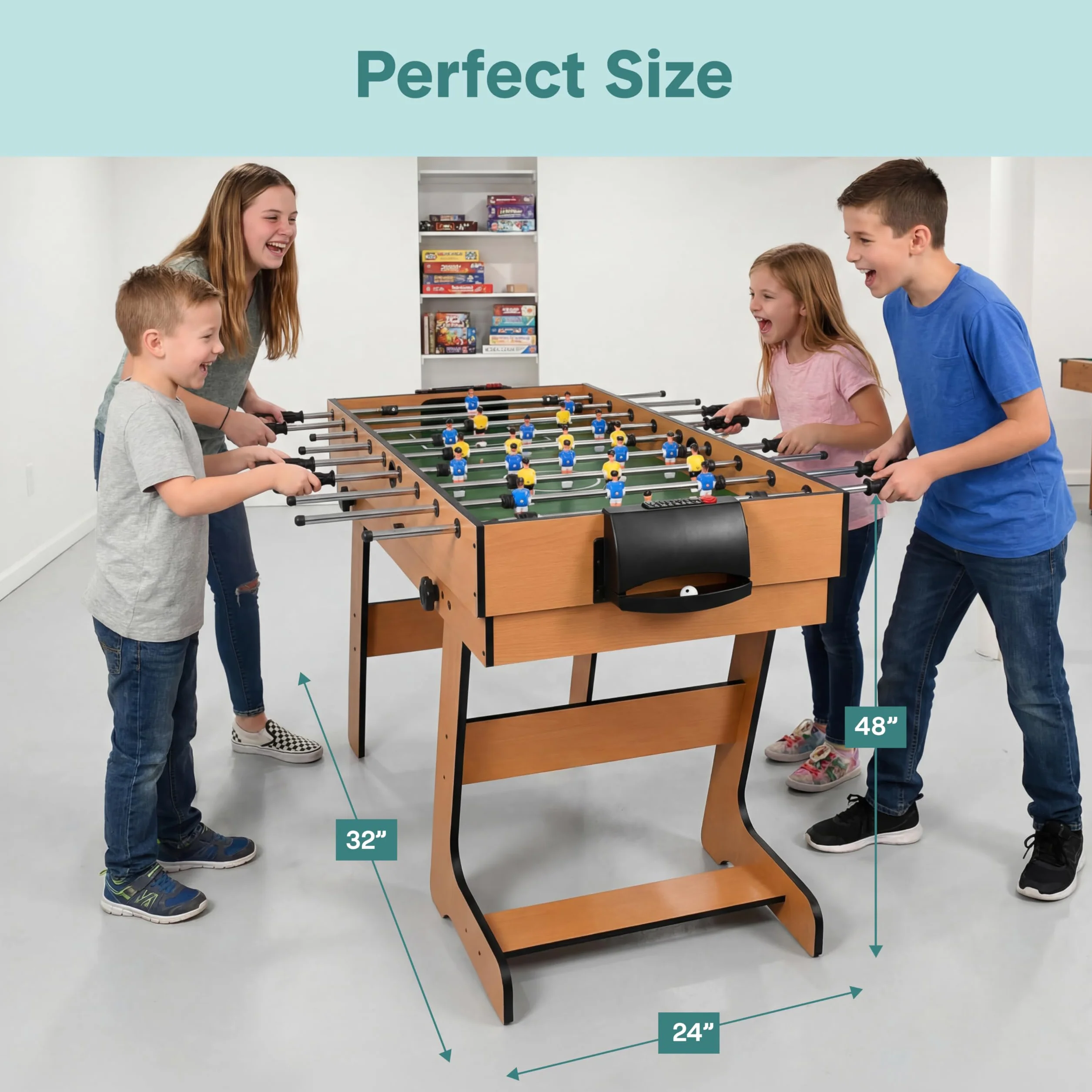 SereneLife Wielofunkcyjny stół do zabawy, 122 cm, sportowa gra zręcznościowa z akcesoriami, ping-pongiem, hokejem, bilardem, piłką nożną, piłkarzykami, wszystko w jednym, do użytku wewnątrz i na