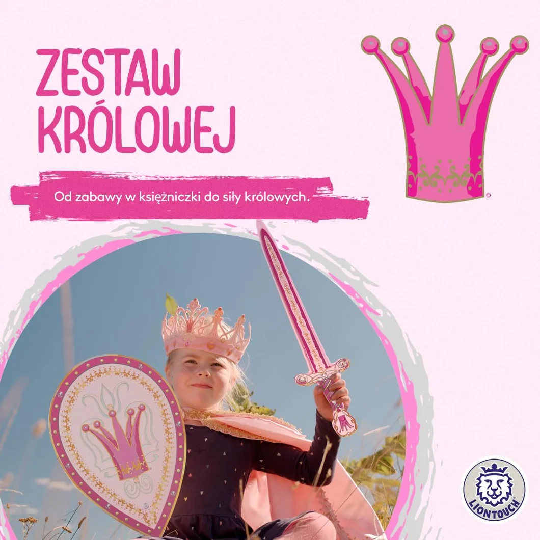 Liontouch - Queen Pink zestaw do zabawy dla dziewczynek - dla dzieci w wieku 3-6 lat | różowy miecz z pianki i tarcza w błyszczącym średniowiecznym stylu | bezpieczne i trwałe akcesoria do