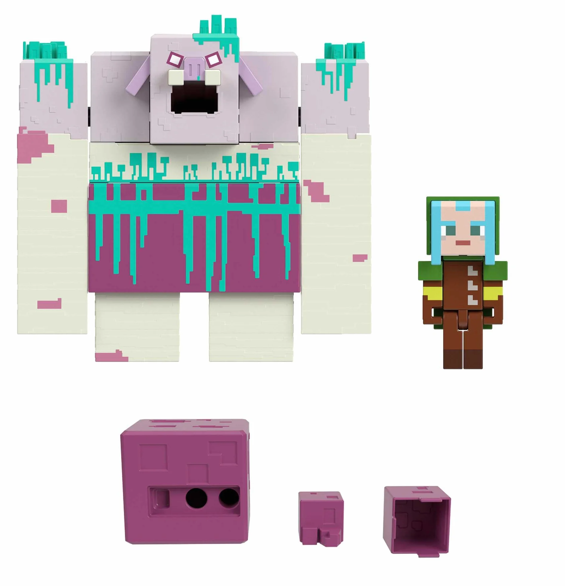 Mattel Minecraft Legends Dewastator Duża figurka, 1 figurka Strażnika i 2 akcesoria, kolekcjonerski zestaw prezentowy HNC08