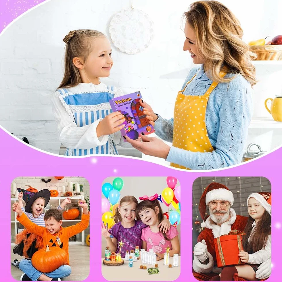 Vicloon Zestaw magicznych mikstur dla dzieci, kreatywny prezent DIY, zestawy magicznych mikstur zabawki rzemieślnicze prezenty dla dziewcząt magiczne mikstury zestaw do majsterkowania unikalne