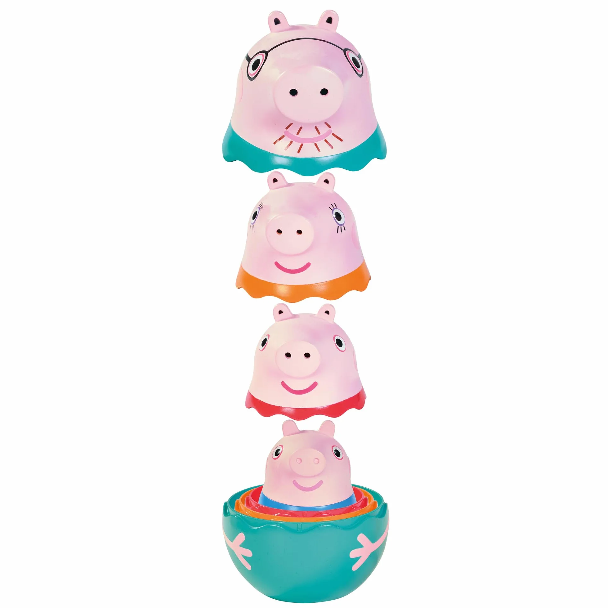 TOMY Toomies E73526 Rodzina Peppa Gigoges - Zabawka do Kąpieli dla Niemowląt, Rosyjskie Lalki Świnka Peppa, Tata, Mama i George - 18 Miesięcy+, Zabawka Plażowa i Basenowa, Łatwa do Czyszczenia