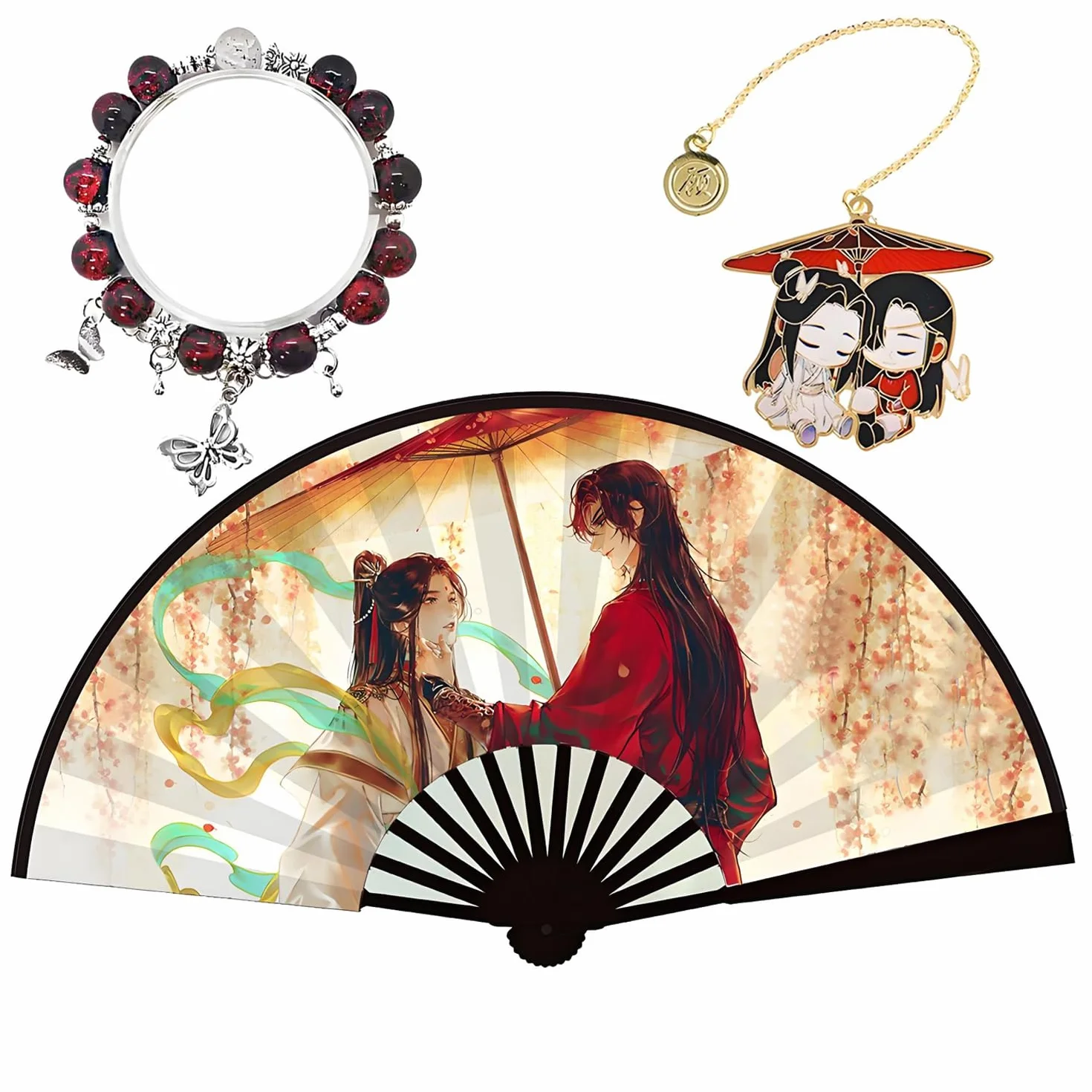 Heaven Official's Blessing Ręczne składane wachlarze anime Tian Guan Ci Fu Bransoletka Xie Lian Hua Cheng Anime Zakładka dla fanów 3 szt