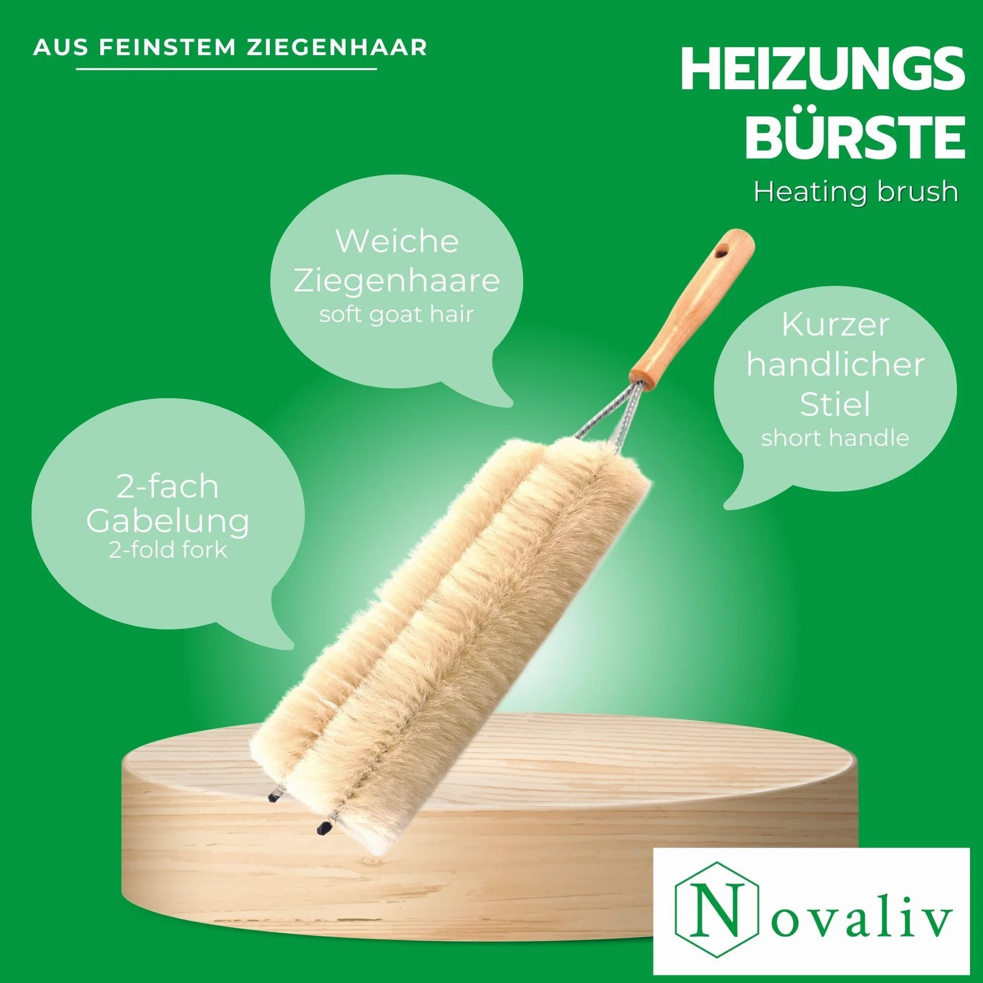 Novaliv Szczotka do grzejników, żeberkowa, czyszczacz grzejników, 47 x 14 cm, idealny dla czyszczenia żeberka, podwójny widelec, miotełka