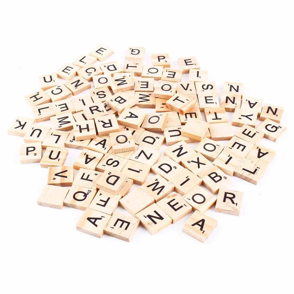 Drewniane Płytki Scrabble 100 Sztuk Z Literami Do Rzemiosła