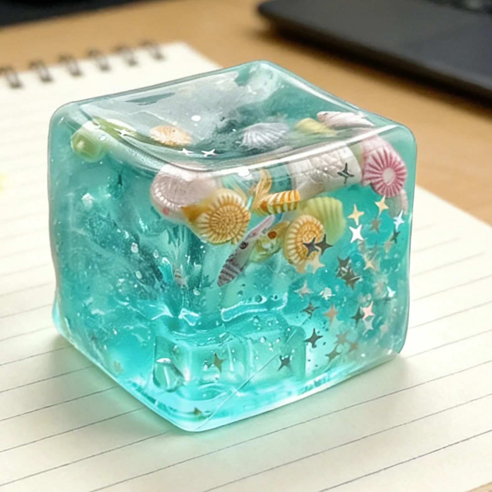 Kostki lodu Squishies oceaniczne muszle, zabawki sensoryczne, powolny wzrost, relaksujące stres, elastyczne piłki do ściskania, brokatowe muszle, zabawki Fidget