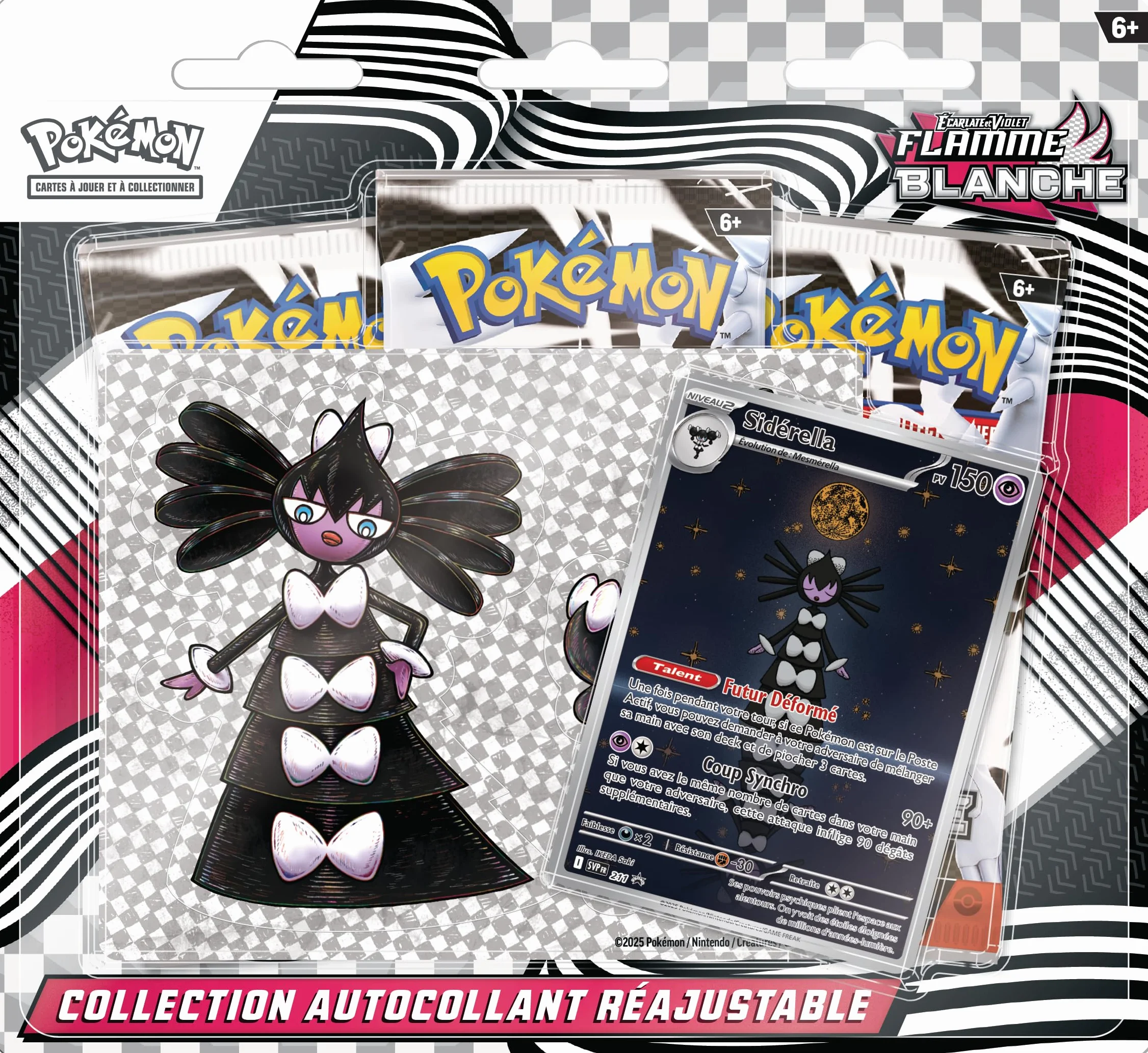 Pokémon TCG: Szkarłatna i fioletowa kolekcja naklejek z możliwością ponownego dopasowania - Biały Płomień - Siderella (1 błyszcząca karta promocyjna i 3 boostery)