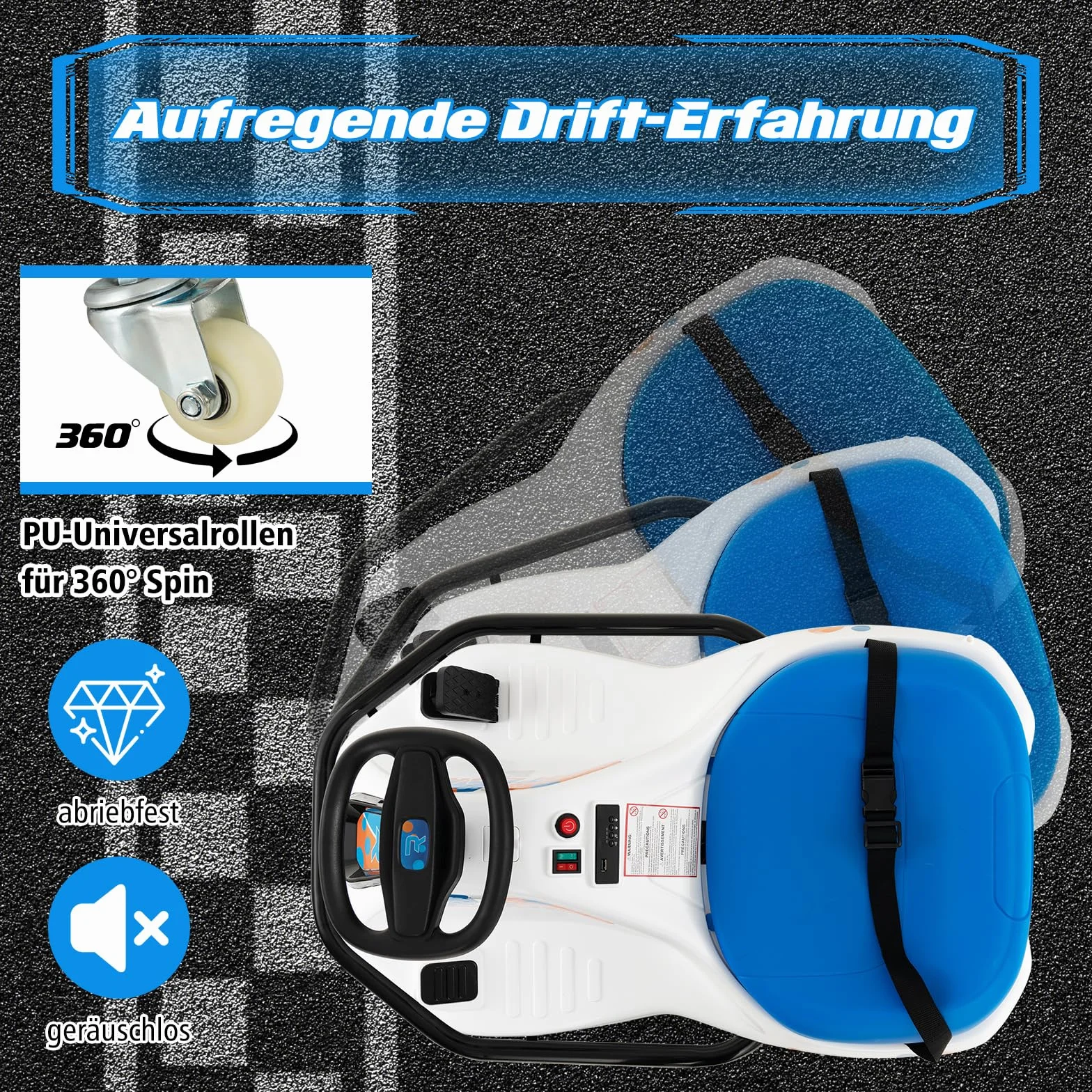 COSTWAY 24V Elektro Gokart, Drift Cart z 3 flagami i Bluetooth oraz USB i muzyką, 9-15 km/h, Go Kart z pedałami, elektromobil z 200 W silnikiem dla dzieci od 3 lat