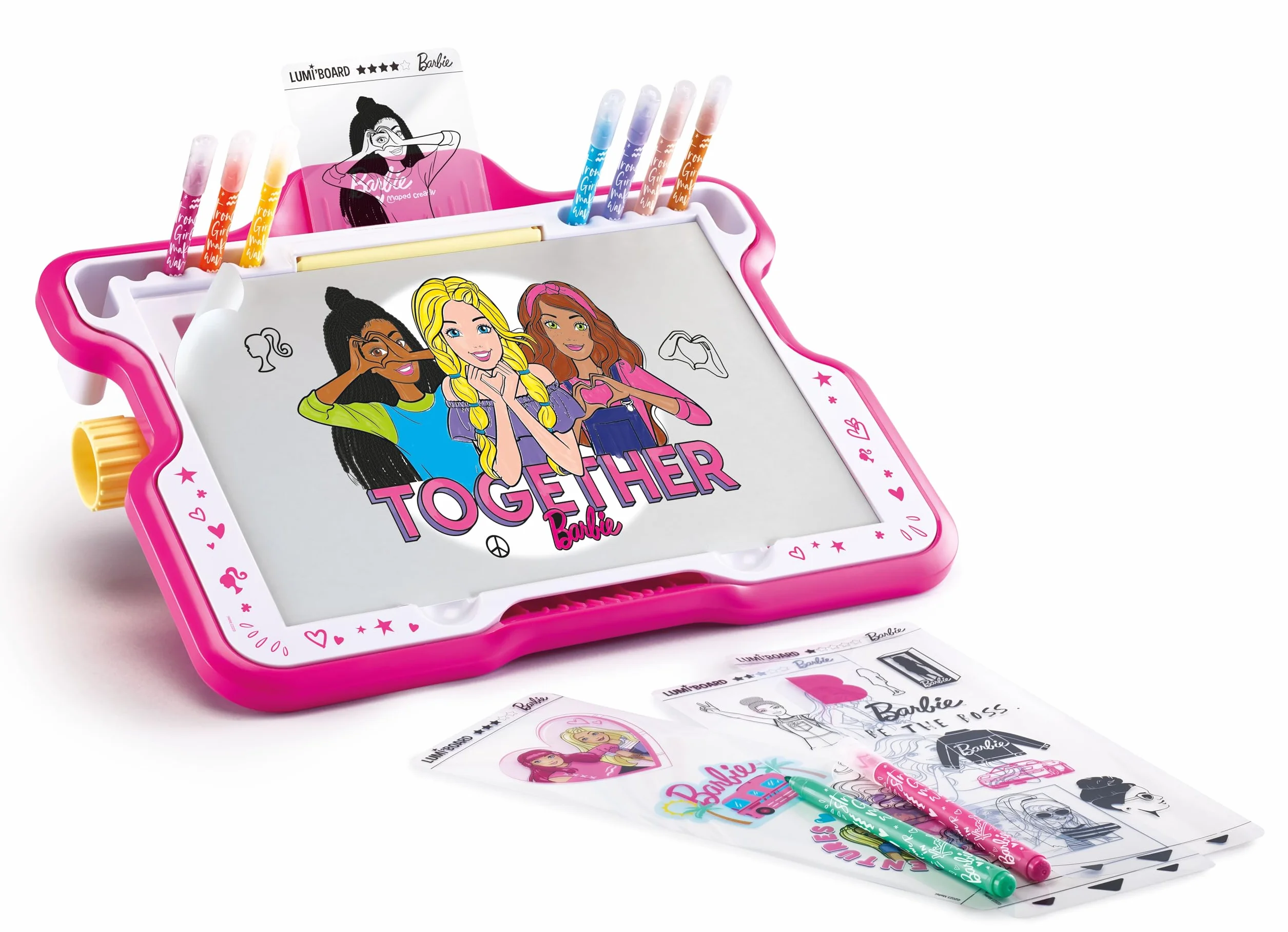 Maped Creativ - Barbie Lumi Board - Stół do rysowania ze światłem - Kolekcja Creativ - 30 szablonów Barbie - Zawiera osłonę słoneczną i markery - od 5 lat
