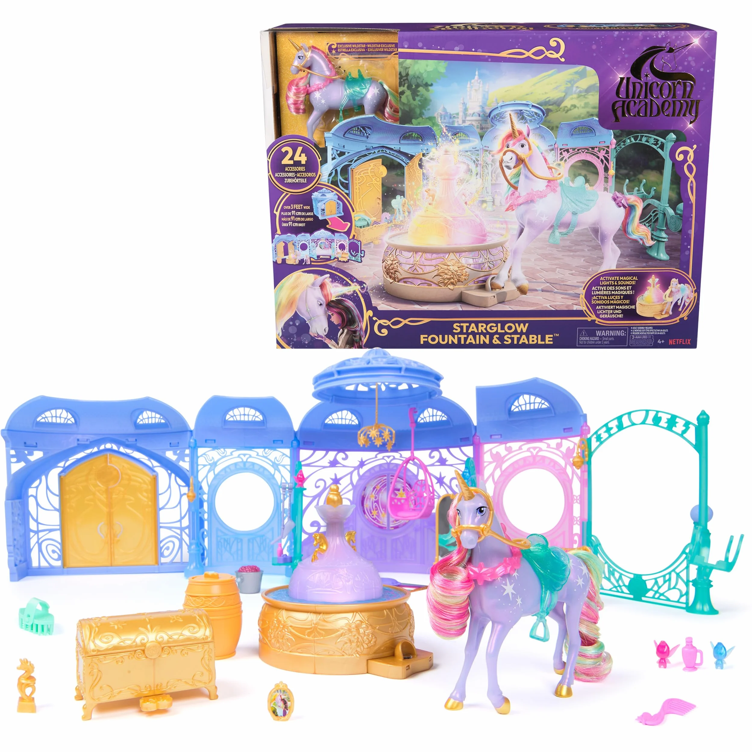 Unicorn Academy 6072449 Small Dolls Stable Playset, wielokolorowy
