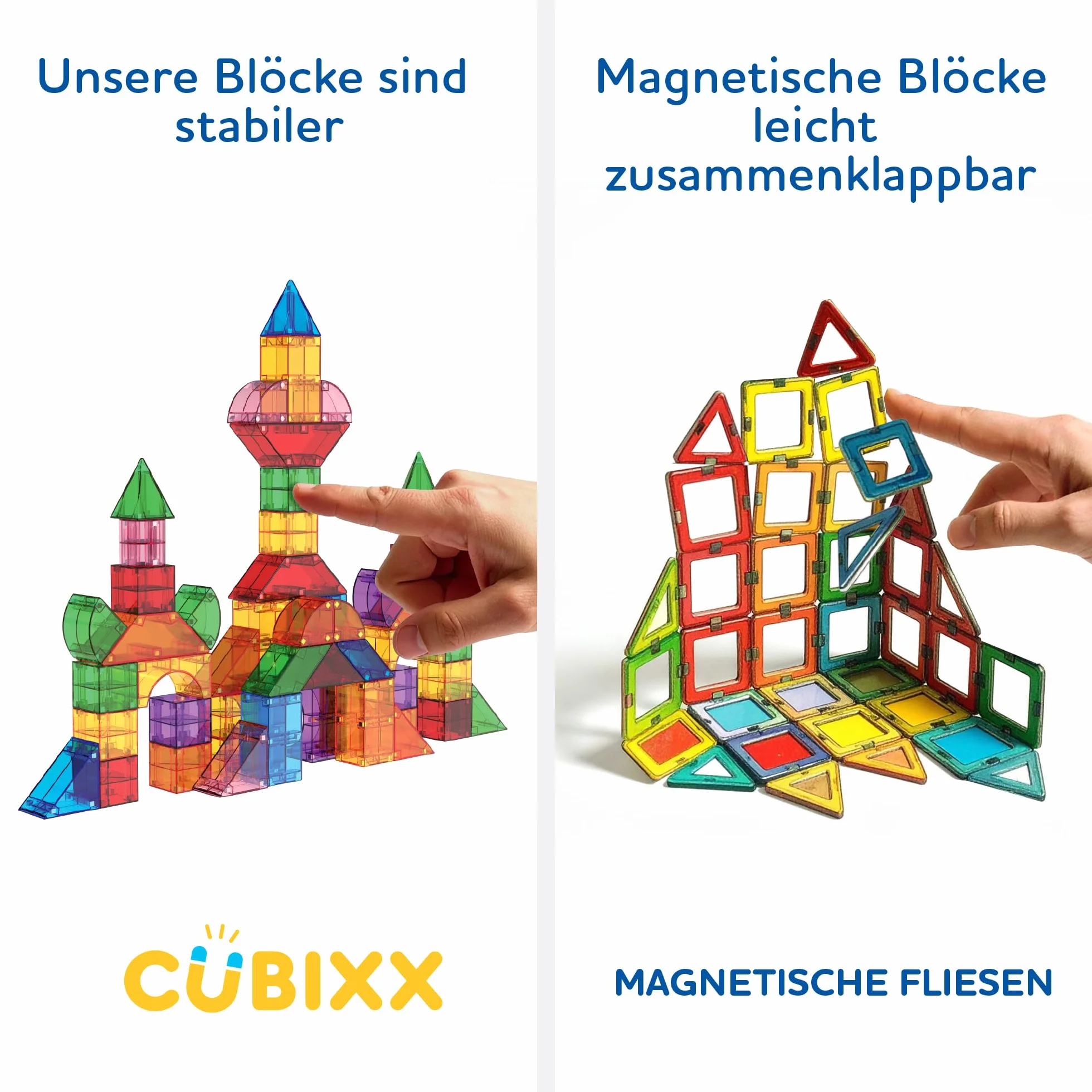 Cubixx - 3D Magnetyczne klocki dla dzieci od 3+ lat, kreatywna zabawka edukacyjna w 64-częściowym zestawie, magnetyczna zabawka konstrukcyjna dla dziewcząt i chłopców, zabawka Montessori STEM