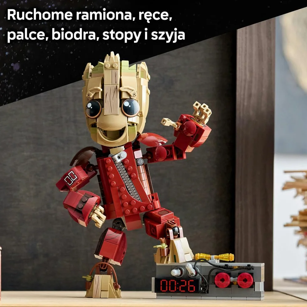 LEGO ǀ Marvel Groot w stroju Ravagera, zabawka dla dzieci do zbudowania, ruchoma figurka superbohatera z filmu Strażnicy Galaktyki Vol. 2, pomysł na prezent dla chłopców i dziewczynek od 10 lat 76341