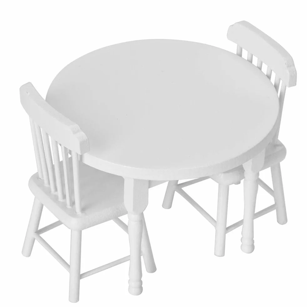 1:12 domek dla lalek mini stół akcesoria do krzeseł 3 szt. zestaw symulacja drewniany domek dla lalek miniaturowe meble rekwizyty fotograficzne dla małych dzieci