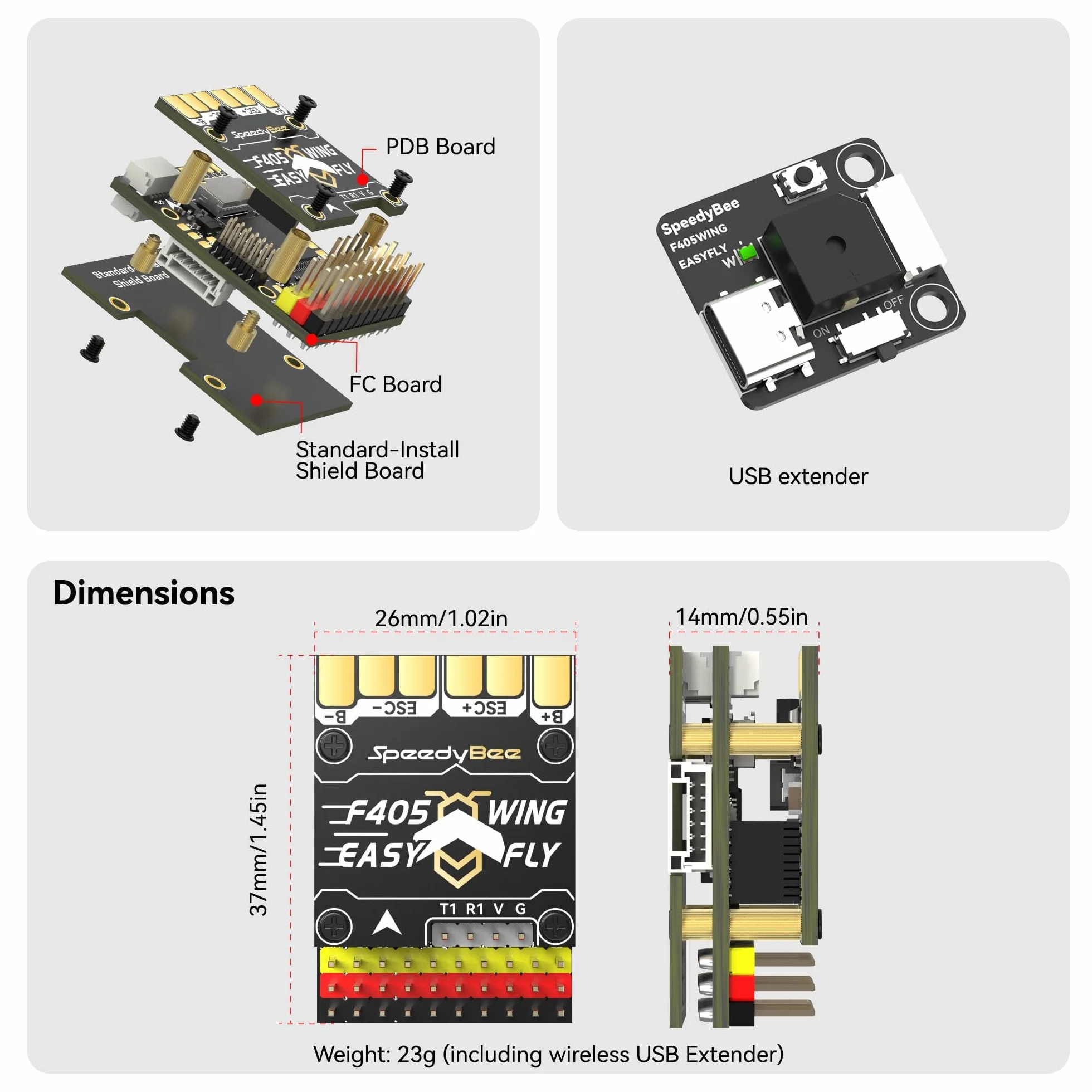 Speedybee F405 Mini Fixed Wing Flight Controller, obsługa aplikacji INAV Ardupilot, bezprzewodowa, konfiguracja 11 PWM, bezlutowna, multilayer FC PDB Board