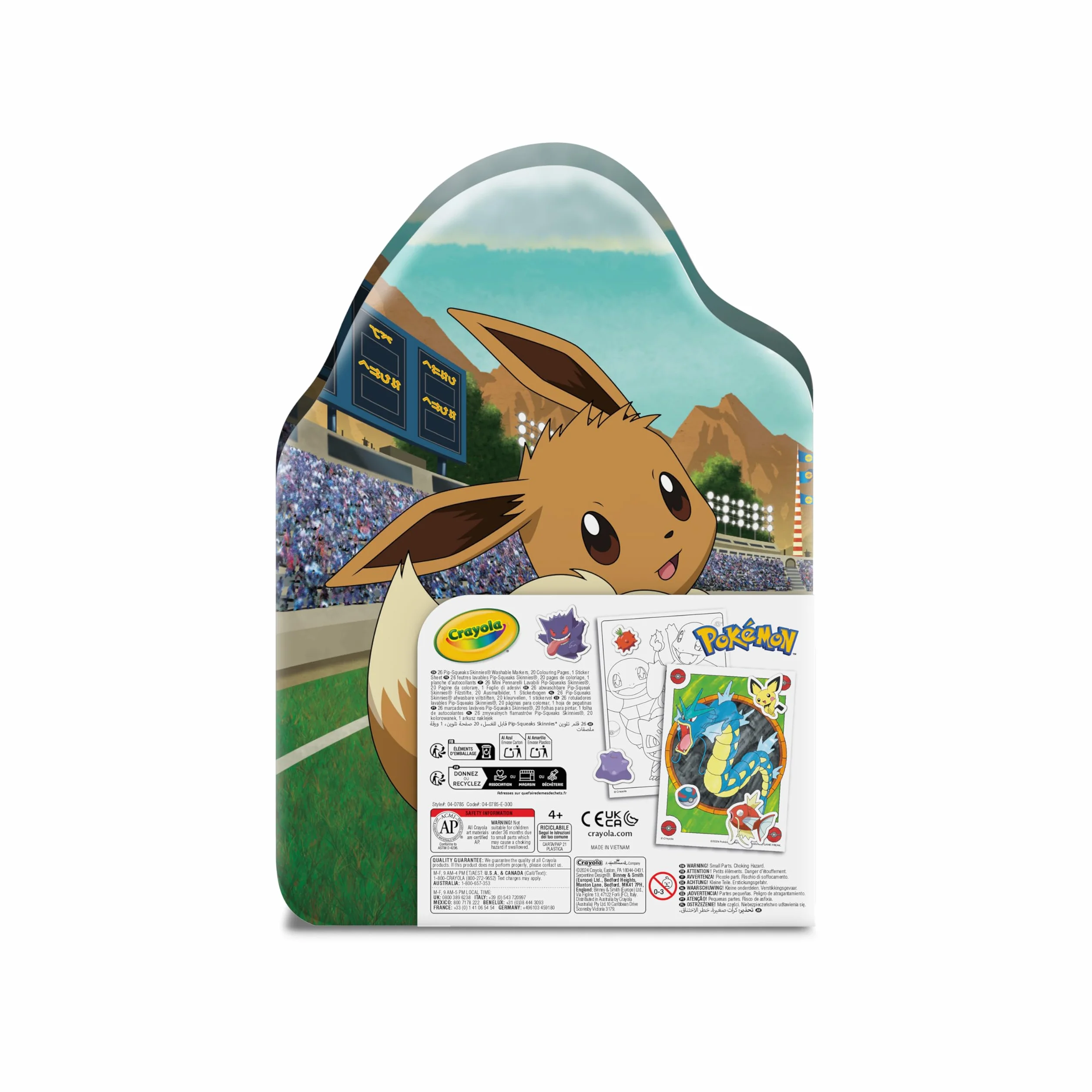 Crayola - Walizka artystyczna z naklejkami Pokemonów, zestaw zawierający flamastry, strony do kolorowania, naklejki, 45 elementów, kreatywny prezent dla dzieci od lat 5, 04-0785