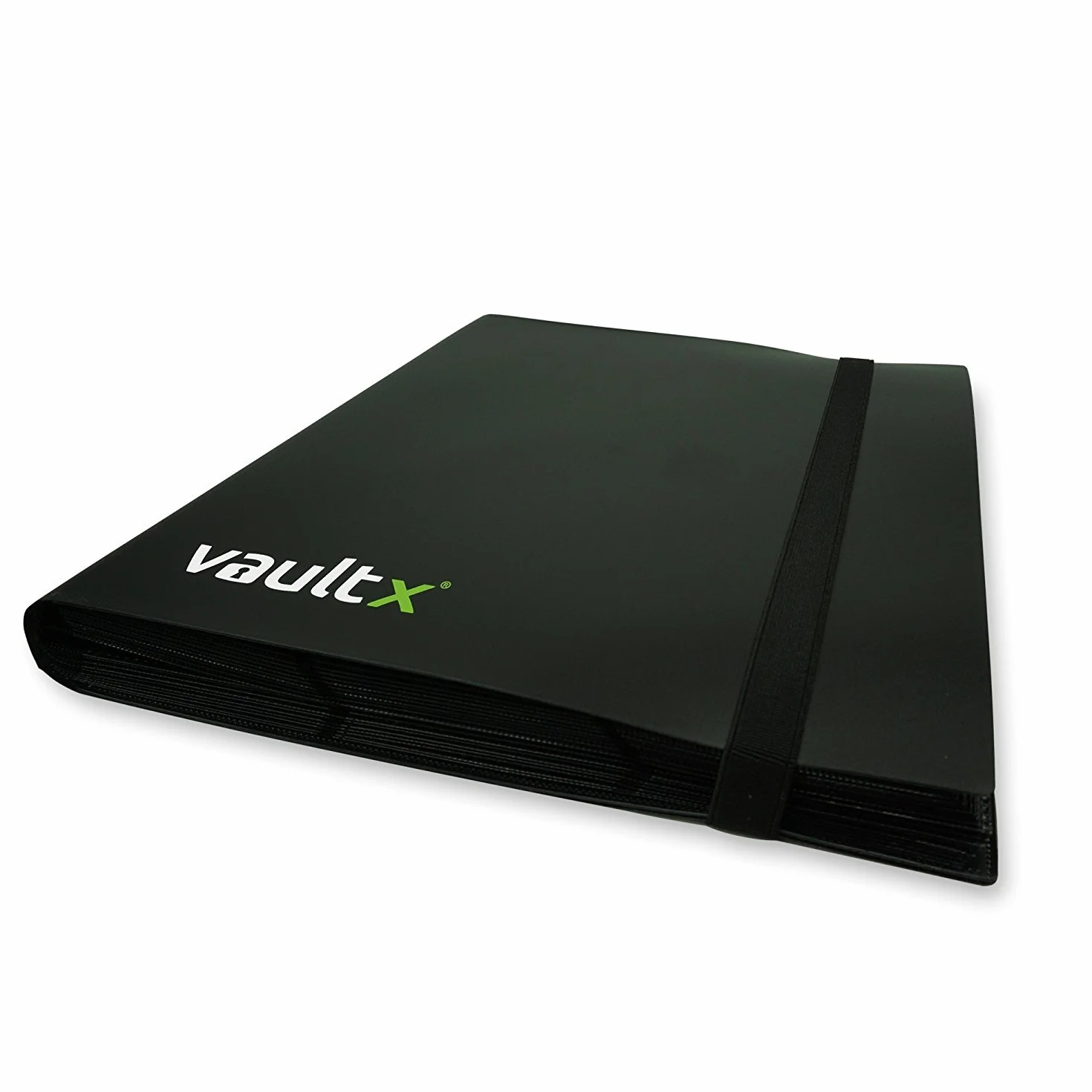 Vault X 9-kieszeniowy segregator na karty kolekcjonerskie z paskiem, 360 kart, wersja standardowa, 20 stron bocznie ładowanych, folder na gry kolekcjonerskie, sportowe, TCG (Czarny)