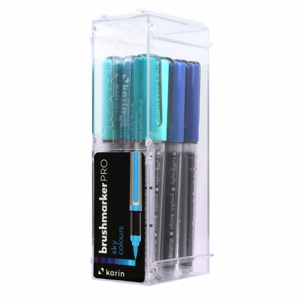 KARIN Brushmarker PRO 12 sky colours zestaw farb kryjących i wodnych przezroczysty