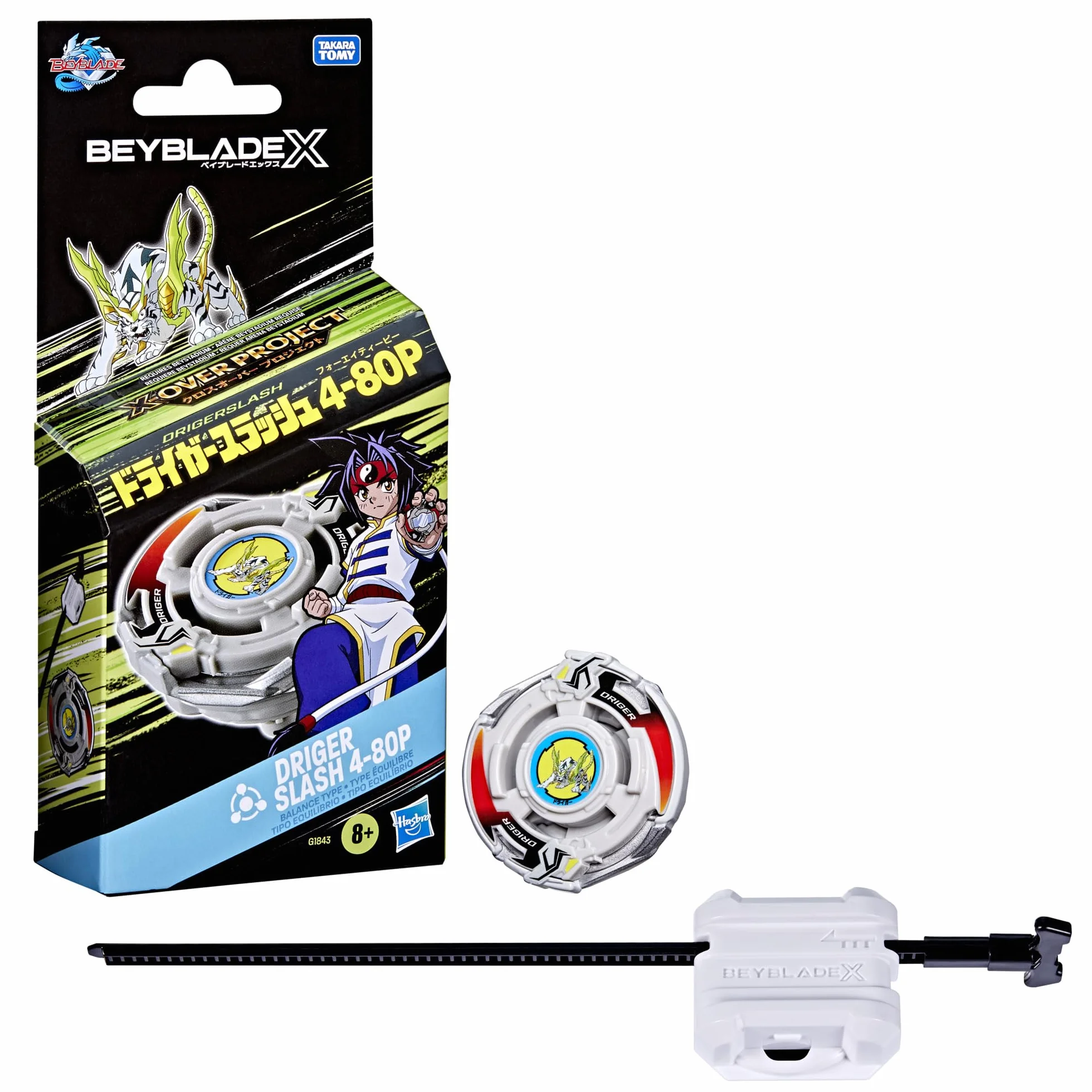 Pakiet startowy Beyblade X X-Over Project Driger Slash 4-80P z bączkiem i wyrzutnią