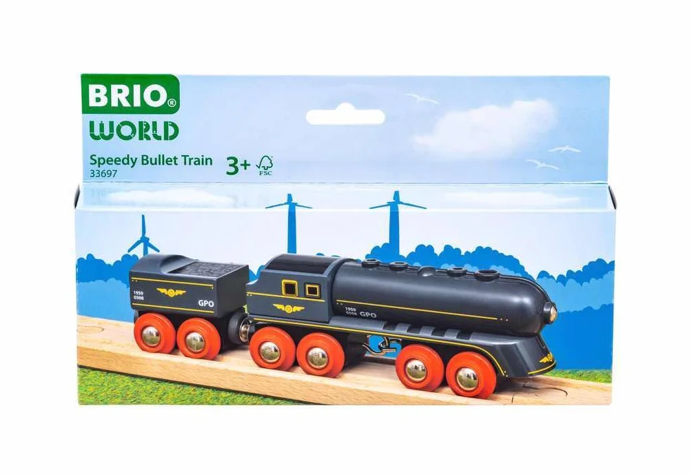 Brio 63369700 Pociąg Pocisk (63369700) Bezpieczna Zabawka Dla Dzieci Powyżej 3 Lat,Biały,Speedy Bullet Train 33697