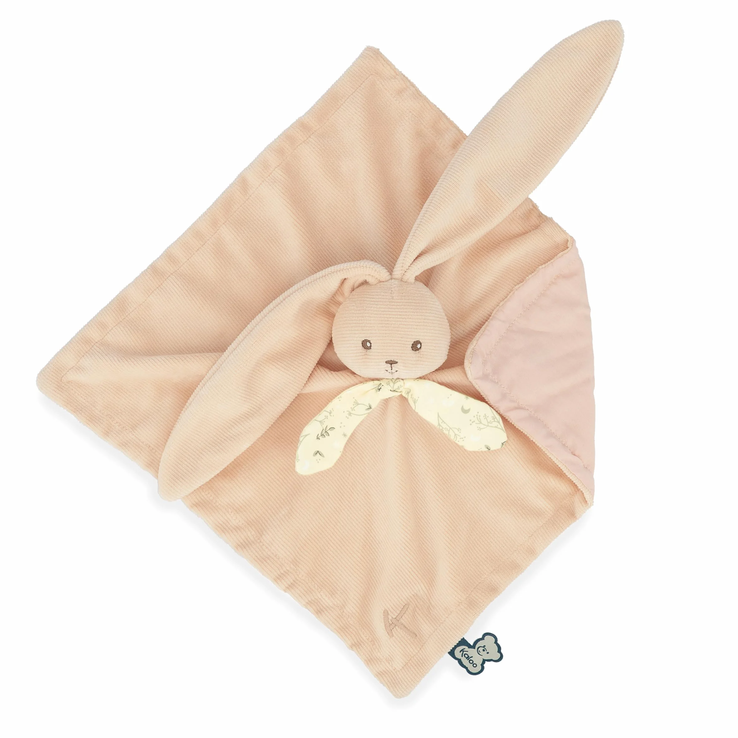 KALOO - Lapinoo - przytulanka w kolorze brzoskwiniowym - pluszowa zabawka dla niemowląt - kwadratowa 30 x 30 cm - dwa materiały wiskoza i sztruks bardzo miękki - pudełko prezentowe - od urodzenia,