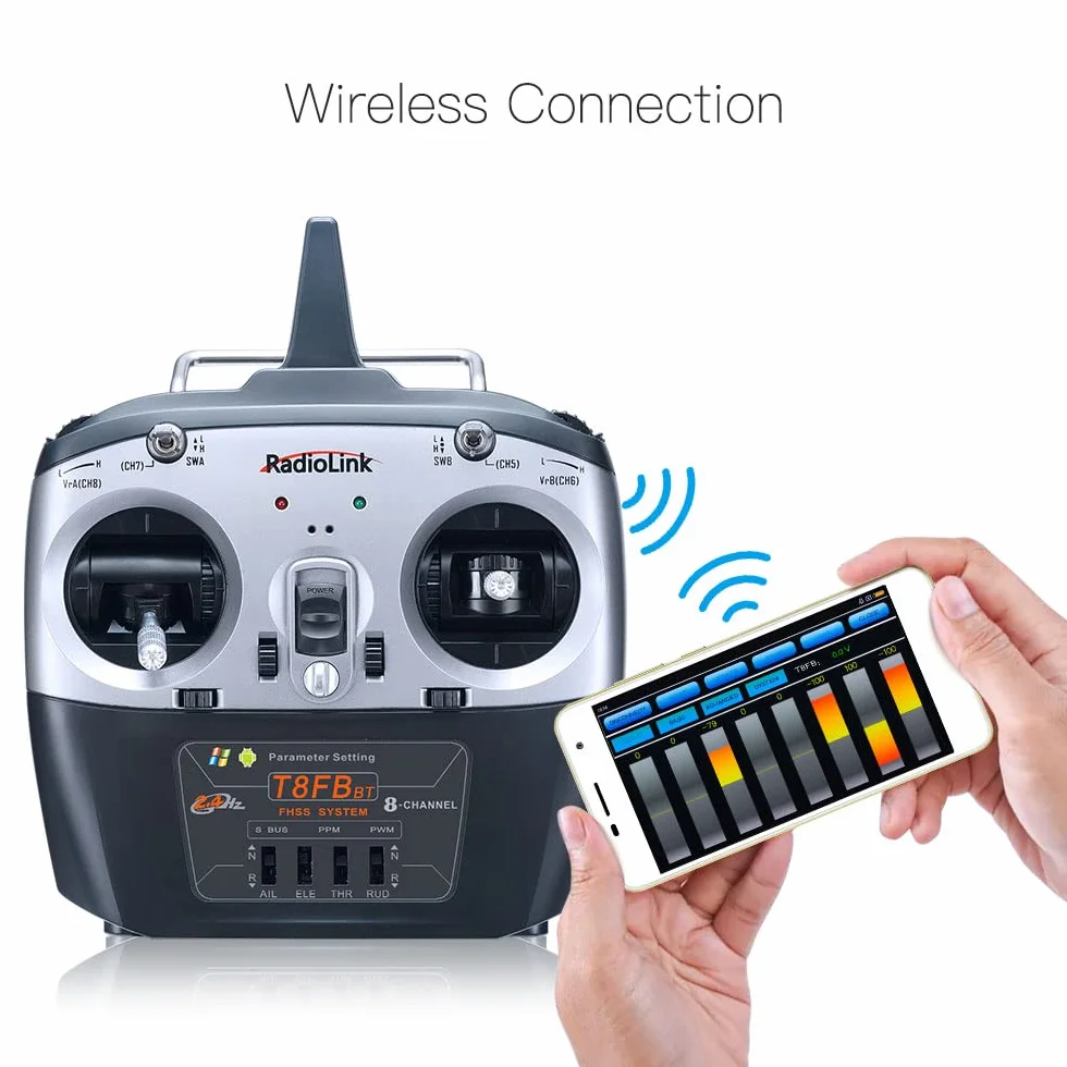 Radiolink T8FB 2,4 GHz 8-kanałowy zdalny nadajnik i odbiornik RC R8EF Kontroler Dual Stick dla RC Samolot Samolot Łódź Samochód i więcej (tryb 2)