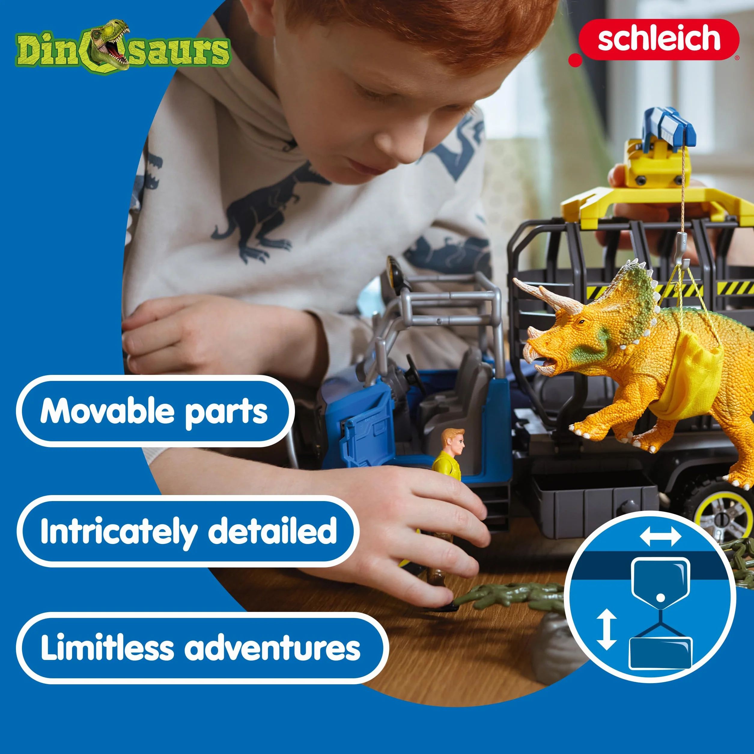 schleich DINOSAURS | Misja Transportu Dinozaurów 42565 | zestaw z figurkami, wieloma funkcjami i licznymi akcesoriami | prezent dla dziewczynek i chłopców | zestaw do zabawy od 5 lat | 43 elementów
