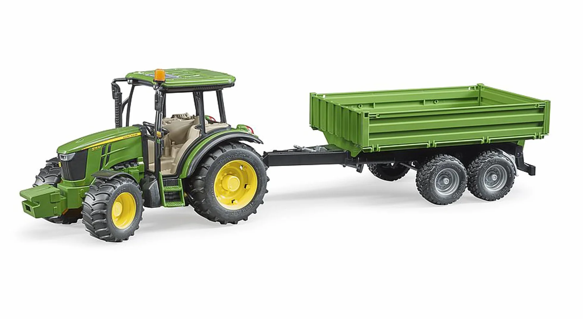 bruder 02108 - John Deere 5115 M z przyczepą burtową - 1:16 Zabawka, Farma, Rolnictwo, Ciągnik, Ciągnik siodłowy, Bulldog, Przyczepa, Wywrotka
