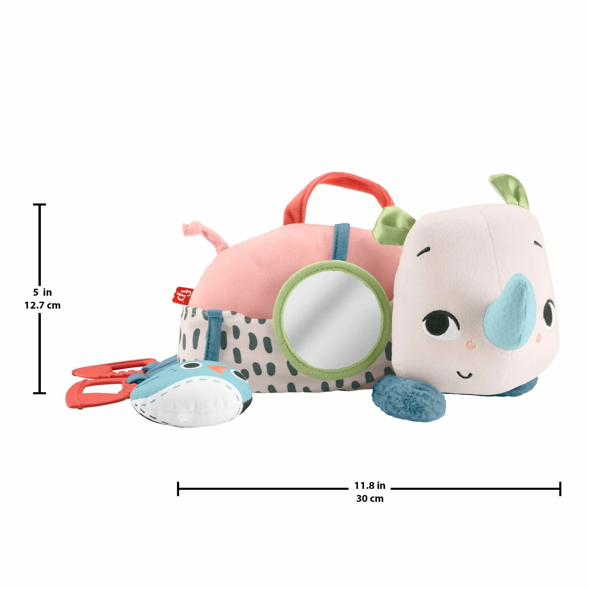 Fisher-Price Planet Friends Nosorożec aktywizujący Miękka zabawka sensoryczna do zabawy na brzuszku, HYR55