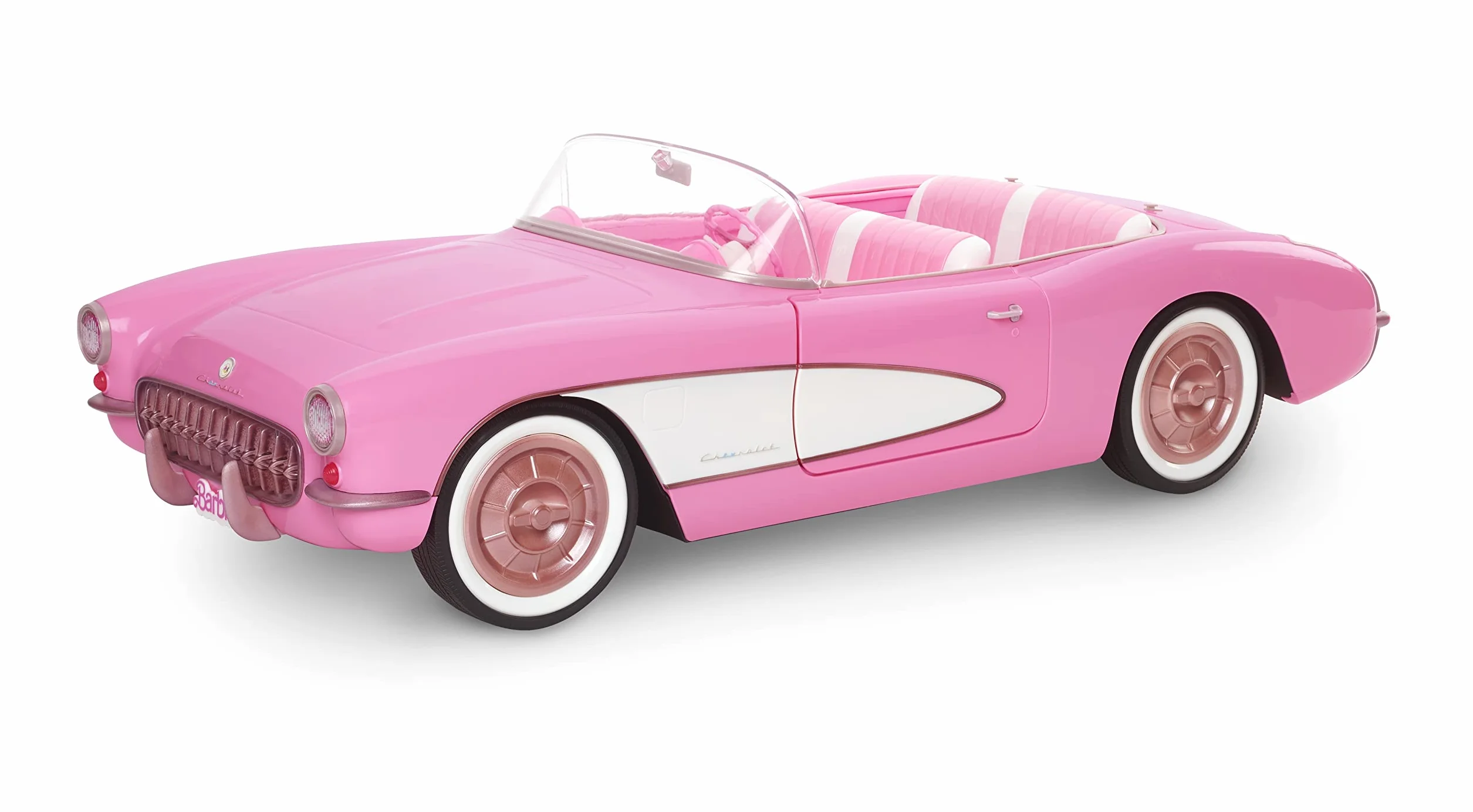 Barbie Filmowy kabriolet Deluxe Różowe auto Corvette inspirowane filmem „Barbie”, z białymi oponami i miejscem do przechowywania w bagażniku HPK02