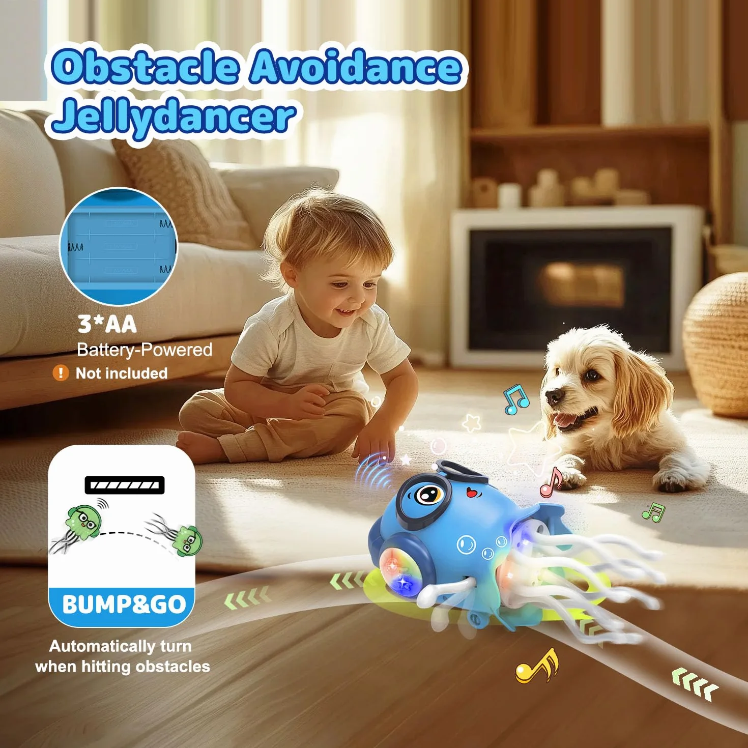 Zabawka dla niemowląt Tańcząca Meduza z muzyką i światłem, Interaktywna zabawka dla niemowląt na czas brzuszka, Tummy Time Toys Sensoryczna zabawka do raczkowania dla małych dzieci w wieku 3-8 lat