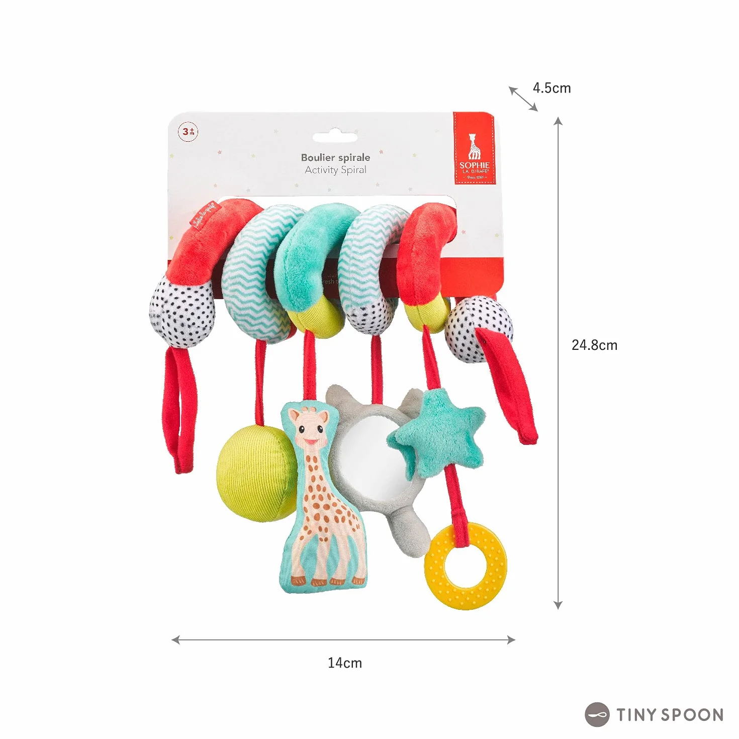 Sophie la Girafe - Abakus spirala zabawka wózek dziecięcy 230831, wielokolorowy, 6 sztuk