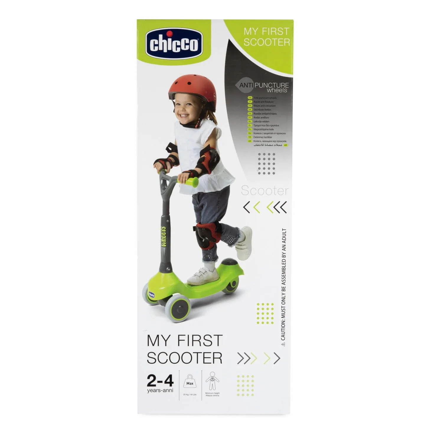 Chicco Hulajnoga dziecięca My First Scooter, 3 gumowane koła, antypoślizgowa, 2-4 lata, 20 kg