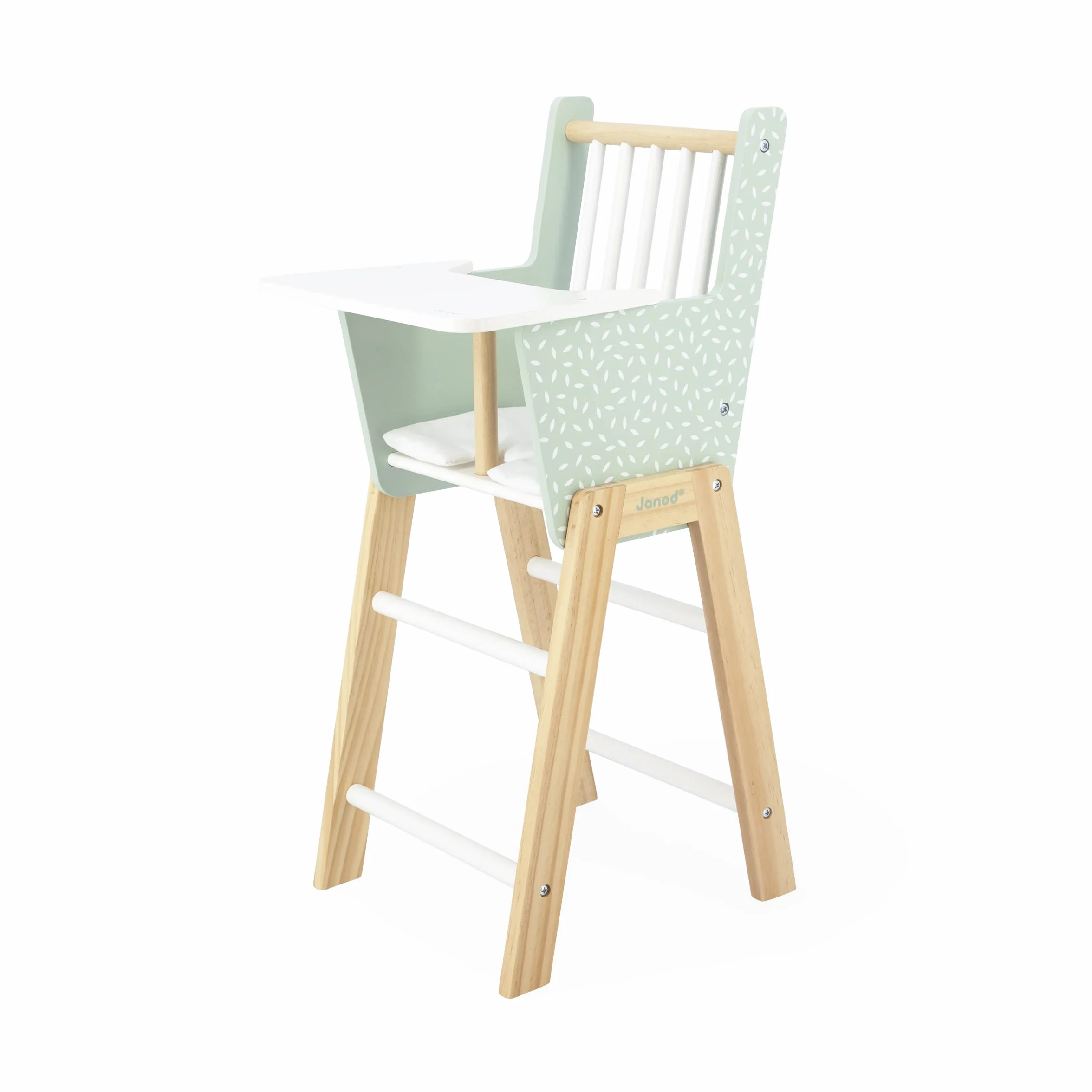 JANOD Zen Drewniany Wysokie krzesełko FSC-zabawka imitacja - akcesoria dla psi i lalki do 42 cm - od 3 lat, J05901, zielony, 22,5 x 28 x 53
