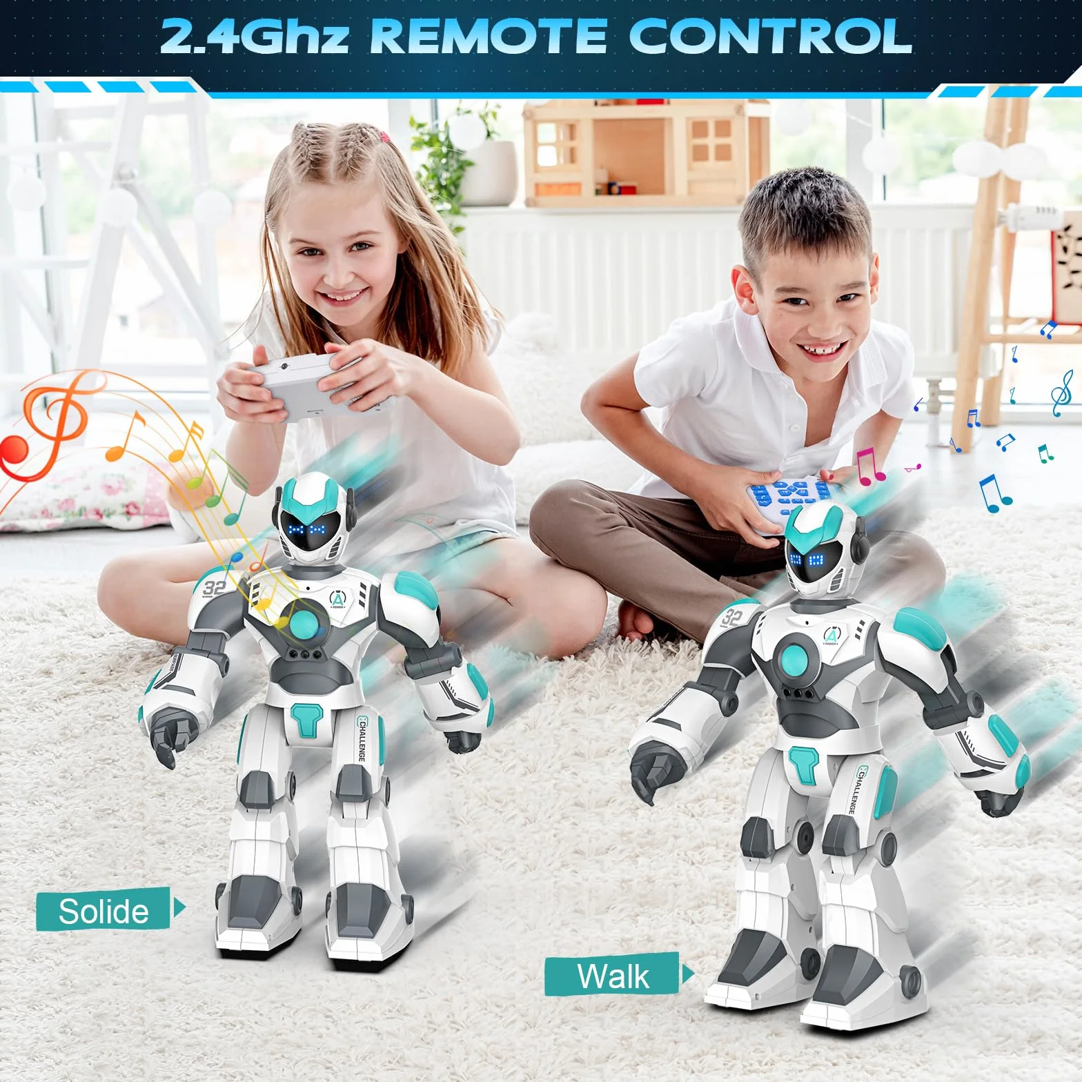 VATOS Robot zabawka dla dzieci, 40 cm, zdalnie sterowana, programowalna, sterowana za pomocą gestów i głosu, interaktywny inteligentny taniec, śpiew, prezent dla dzieci od 3 lat