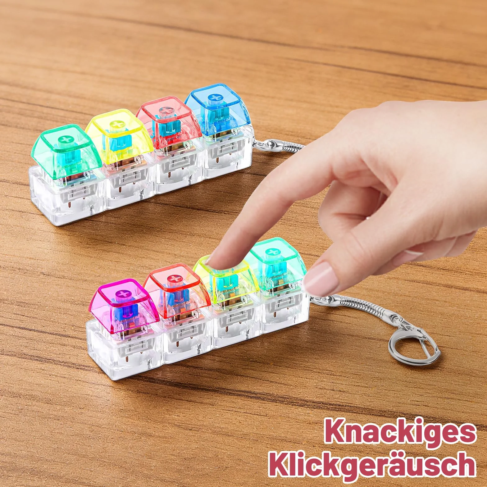 4 sztuki klawiatura Fidget Toy, półprzezroczysta mechaniczna zabawka, breloczek do kluczy, antystresowy, dla dorosłych, do biura, na podróż, na co dzień