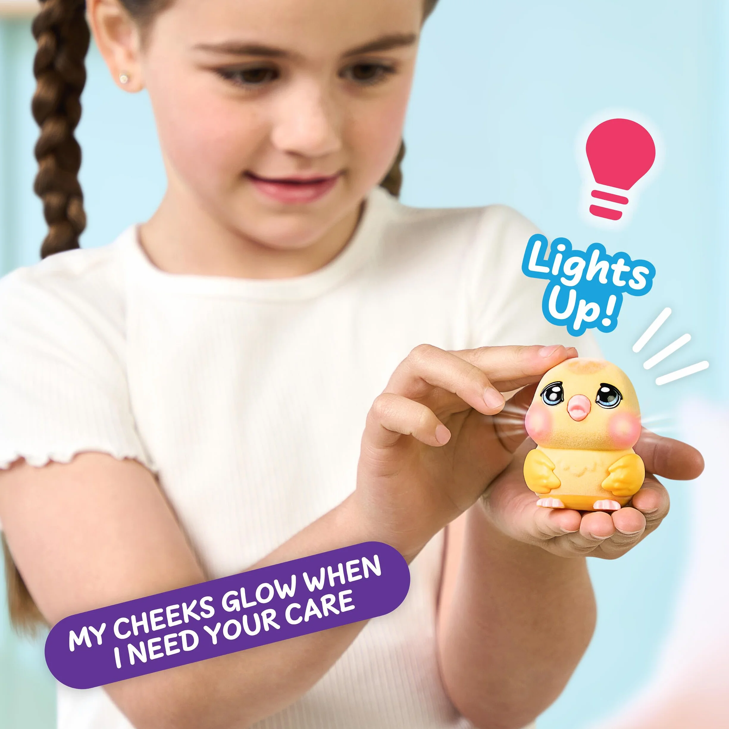 Little Live Pets Ouchies zestaw weterynaryjny - Chirpy Chick, zabawka interaktywna, świecące policzki, akcesoria i zestaw do zabawy 16,7 cm, diagnostyka i pielęgnacja, + 20 dźwięków i reakcji, gra