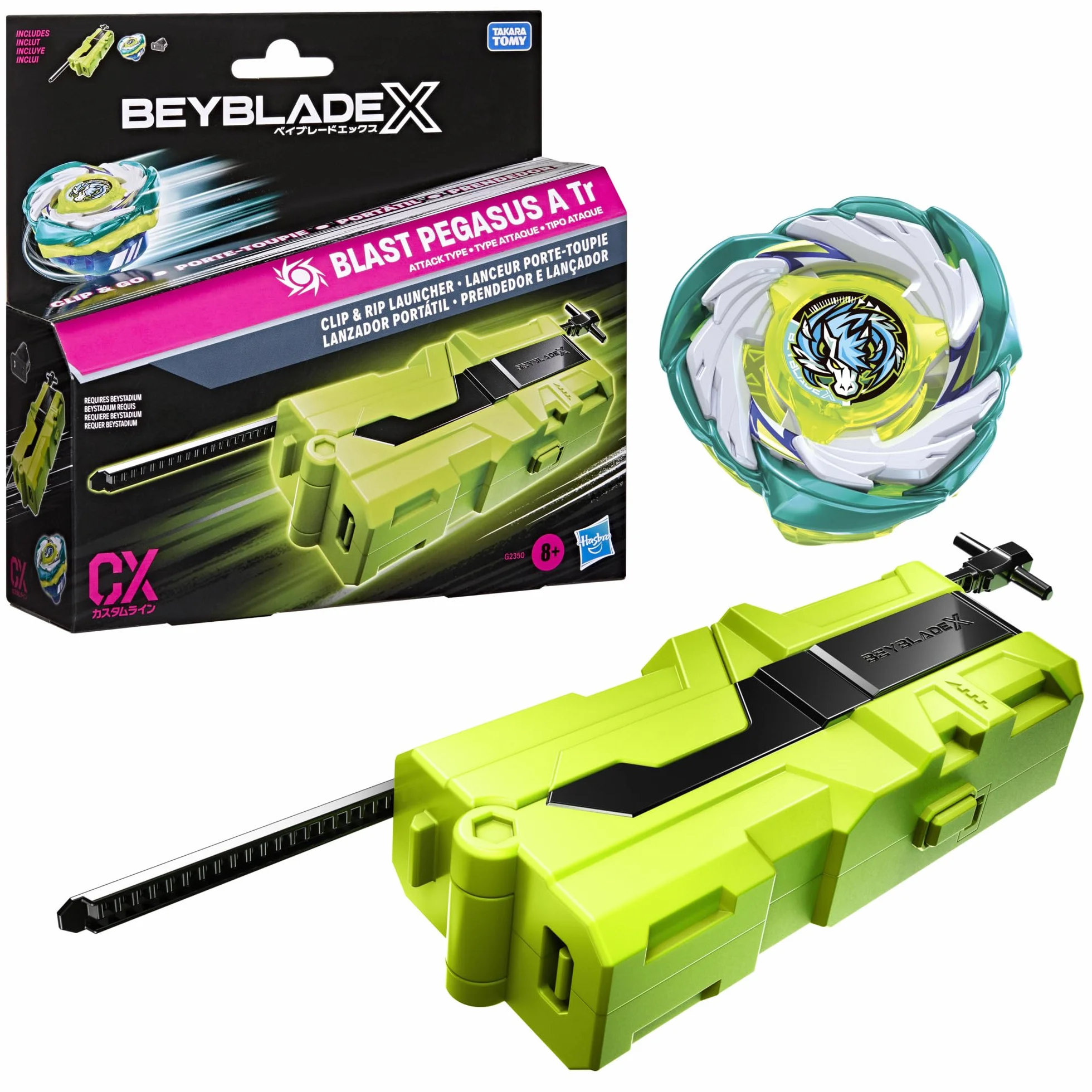 Zestaw Beyblade X z wyrzutnią Clip & Rip i prawoskrętnym bączkiem Takara Tomy rodzaju: atak, zabawki z bączkami do walki, wiek: od 8 lat